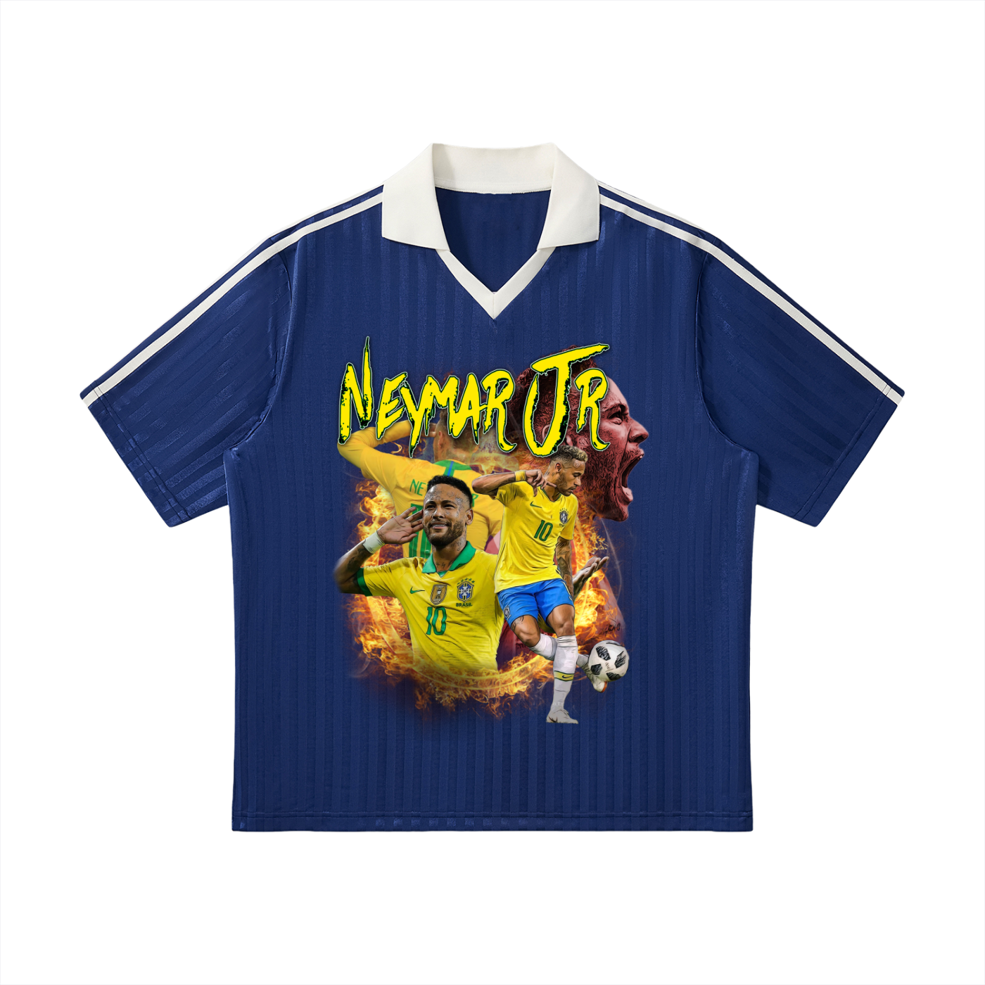Contrast Collar Striped Soccer Jersey