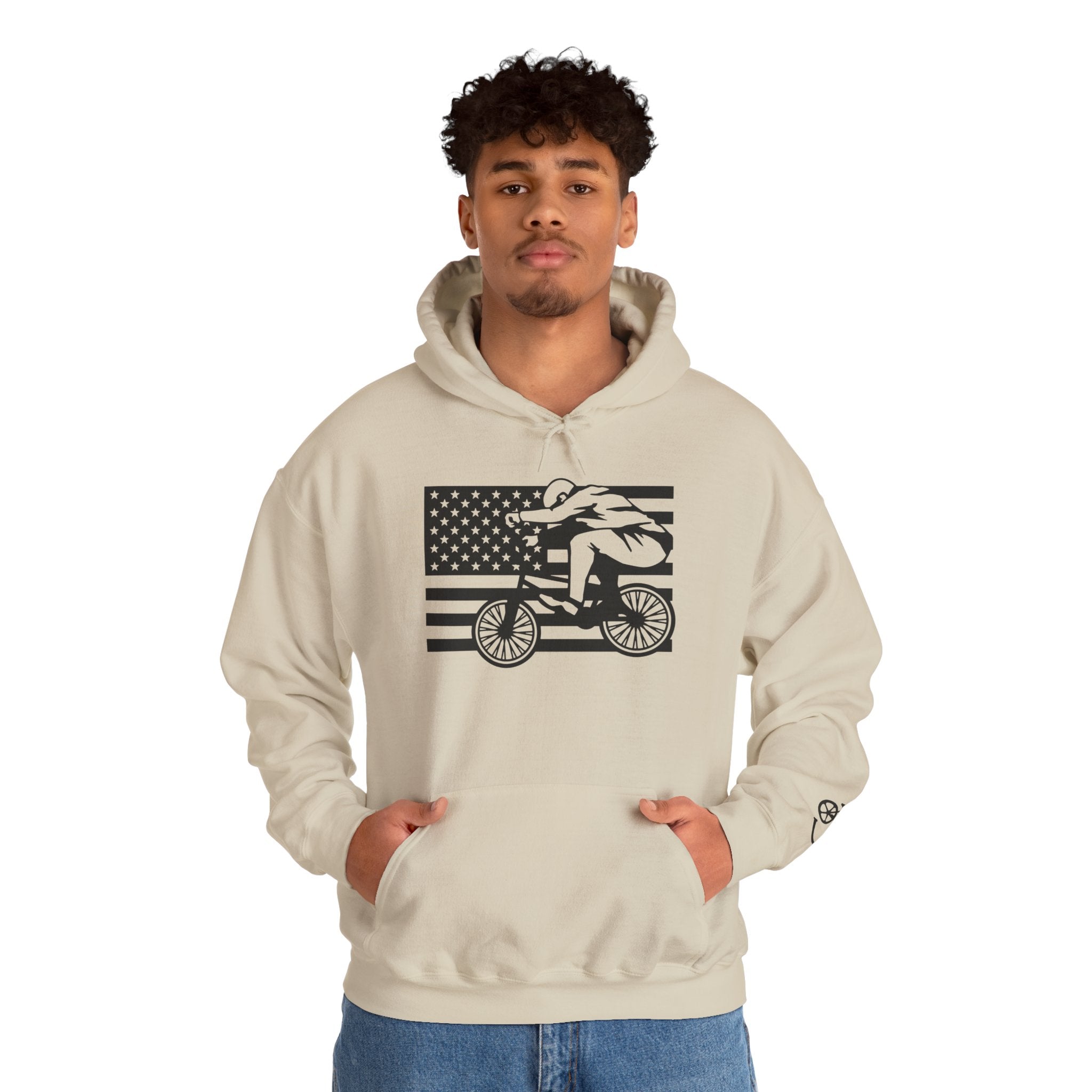 Rad-Biker American Flag Hoodie — 'Is My Bike Okay?' Graphic Hooded Sweatshirt
