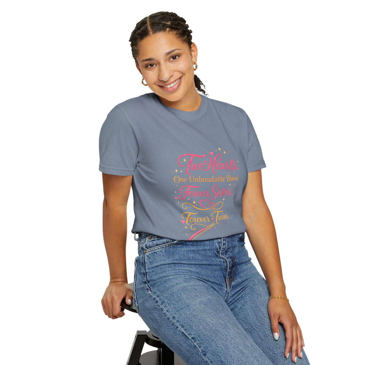 Tiff-Twin Sisters T-Shirt – “Two Hearts One Unbreakable Bond” Graphic Tee