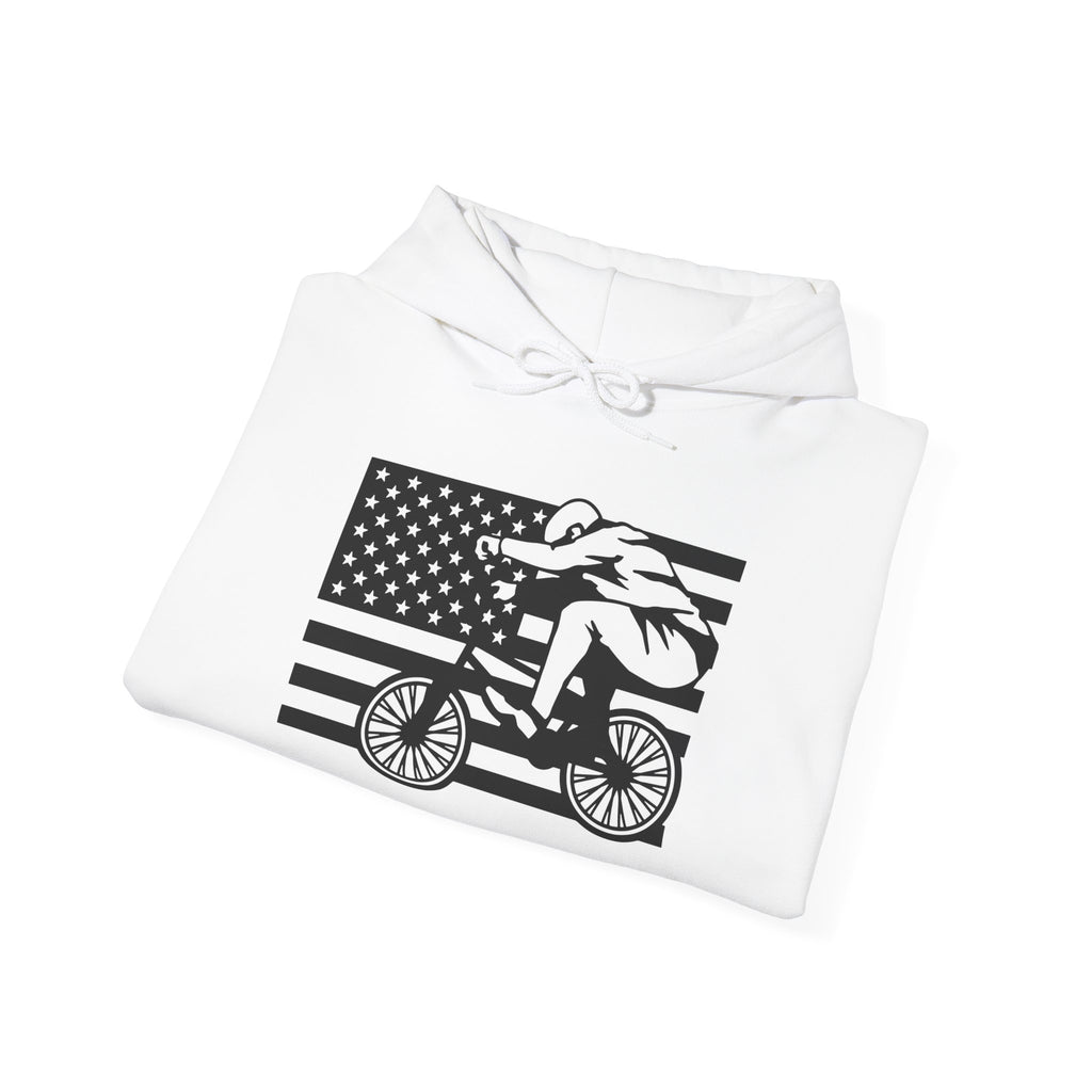 Rad-Biker American Flag Hoodie — 'Is My Bike Okay?' Graphic Hooded Sweatshirt