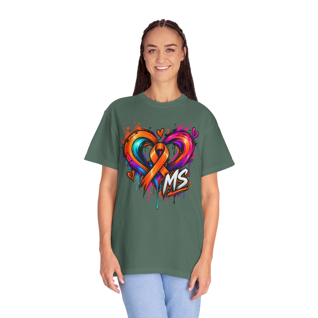 MS- Awareness Heart Ribbon T-Shirt — “Not All Wounds Are Visible” Neuropathy Support Tee