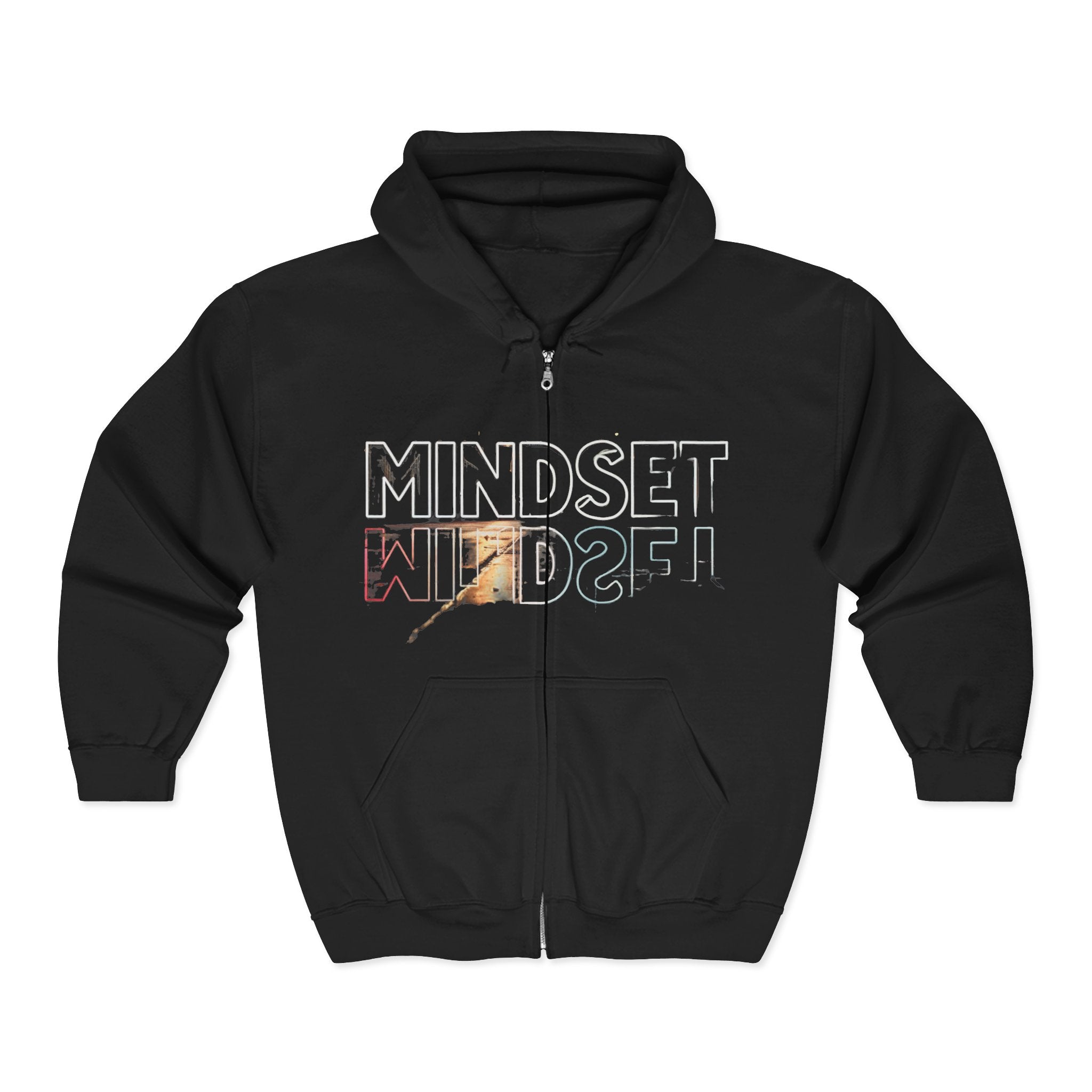 Zip- Mindset Reflection Zip Hoodie — 'MINDSET' Mirrored Statue Graphic