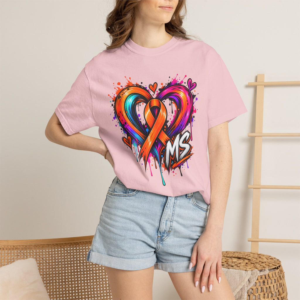 MS- Awareness Heart Ribbon T-Shirt — “Not All Wounds Are Visible” Neuropathy Support Tee