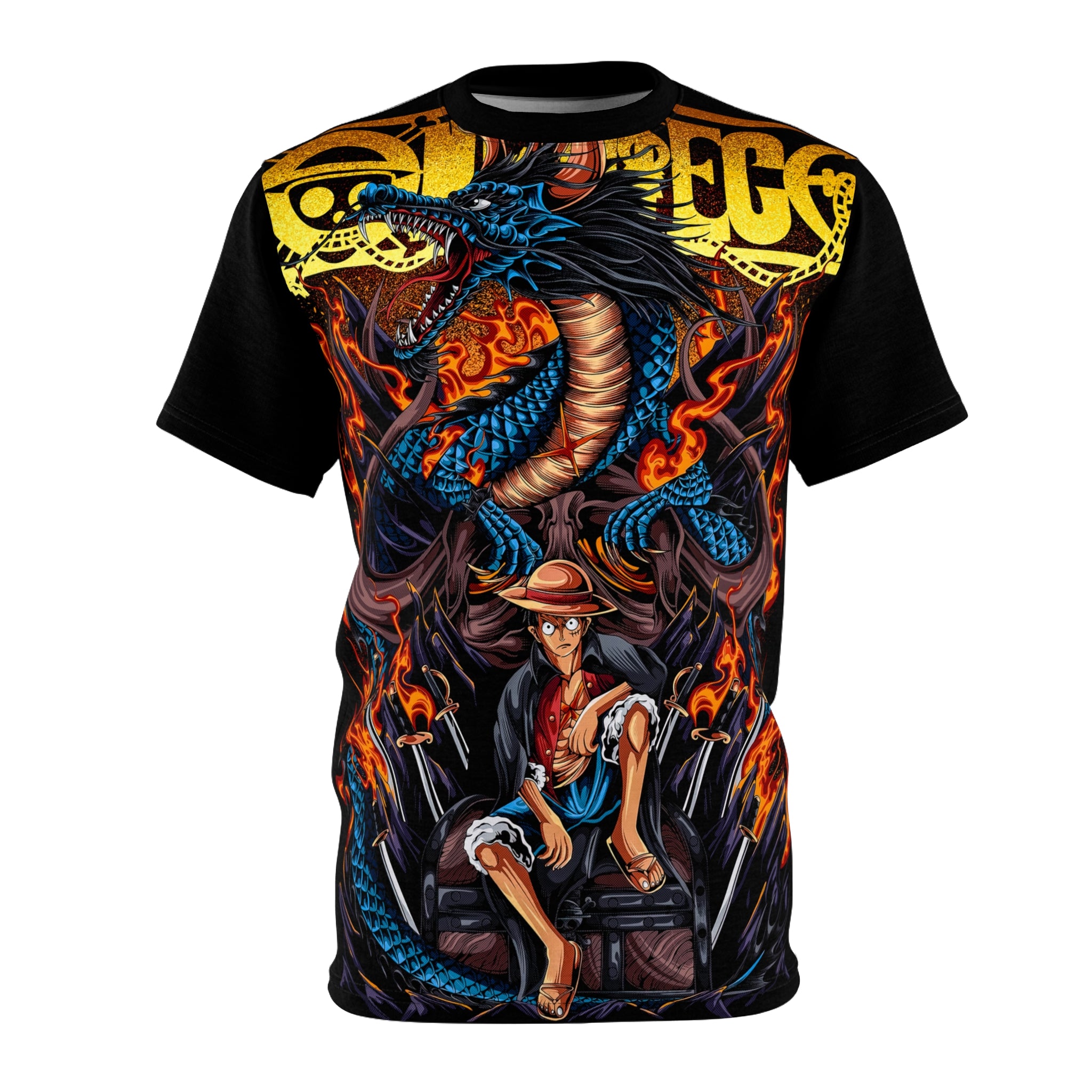 Anime-Dragon & Pirate Graphic Tee — Bold Anime-Inspired All-Over Print