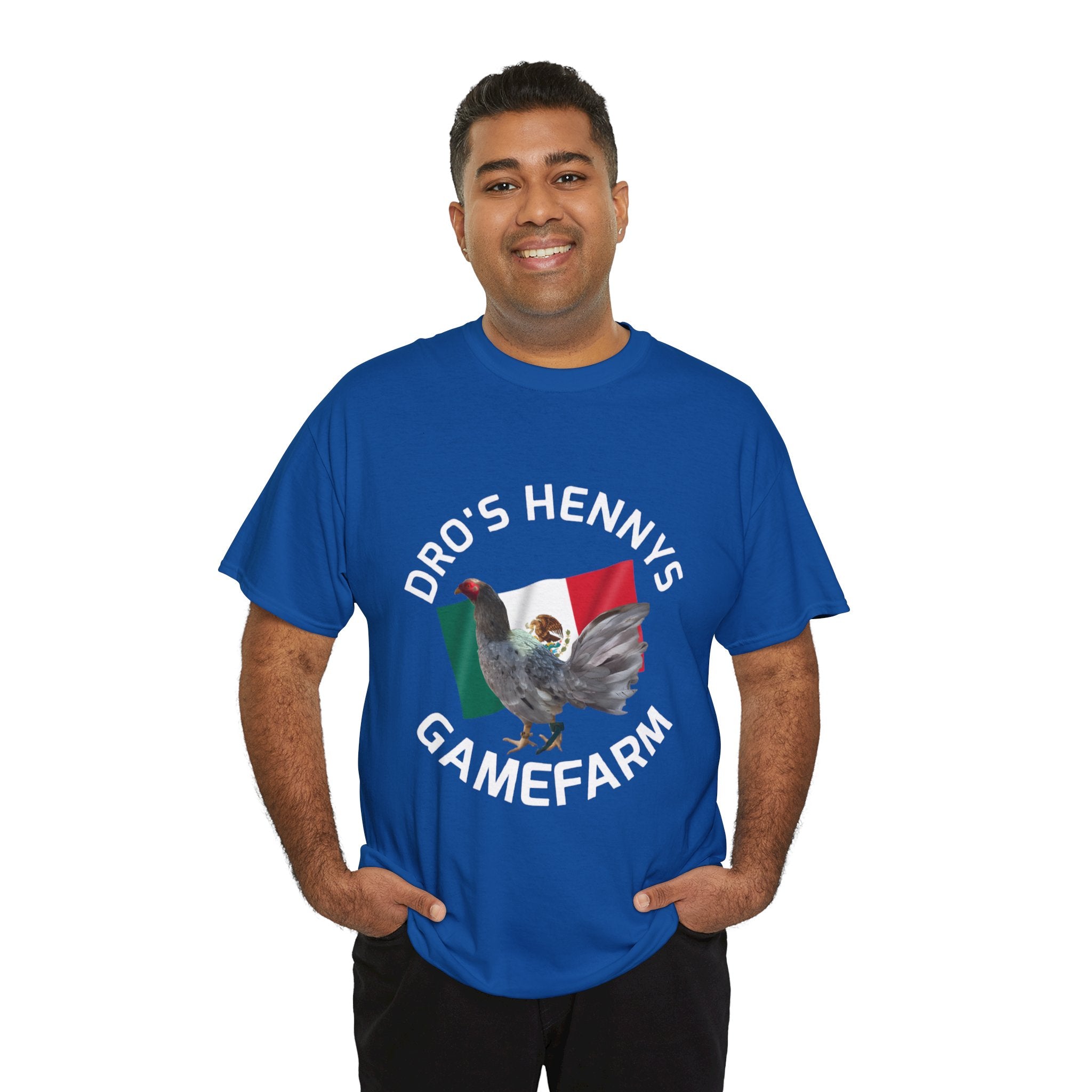 Henny-Gamefowl Tee — "Dro's Henny's Gamefarm" Mexican Flag Rooster Shirt