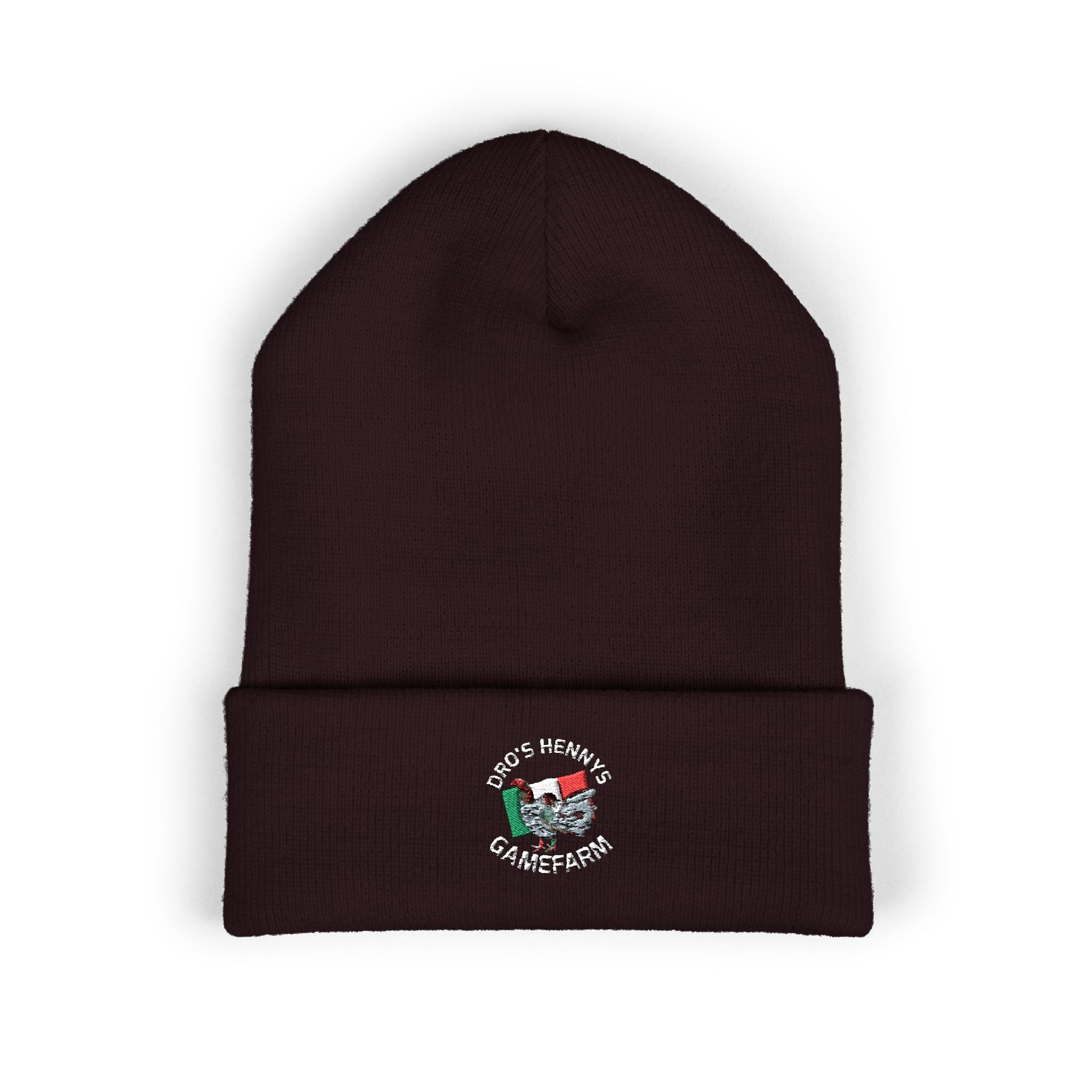 Henny-Embroidered "Fish & Friends Game Shack" Classic Cuffed Beanie — Winter Knit Hat