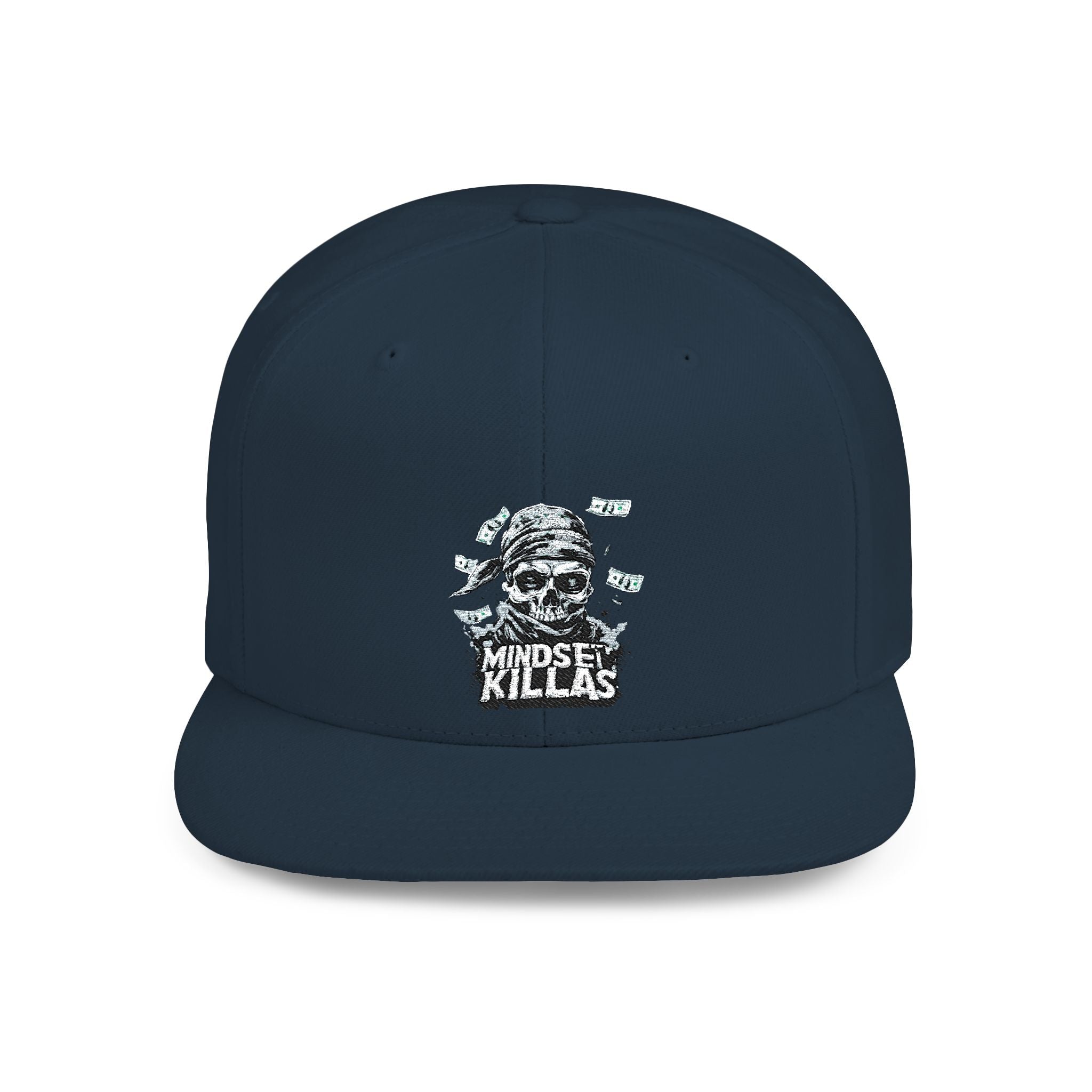 Mindset-Snapback Hat — "Kille" Skull Graphic Flat Bill Cap