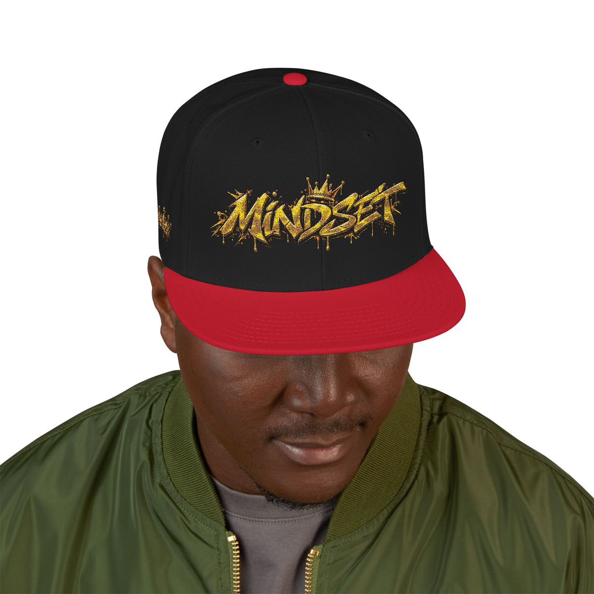 Hat-Embroidered Gold Graffiti Snapback Hat