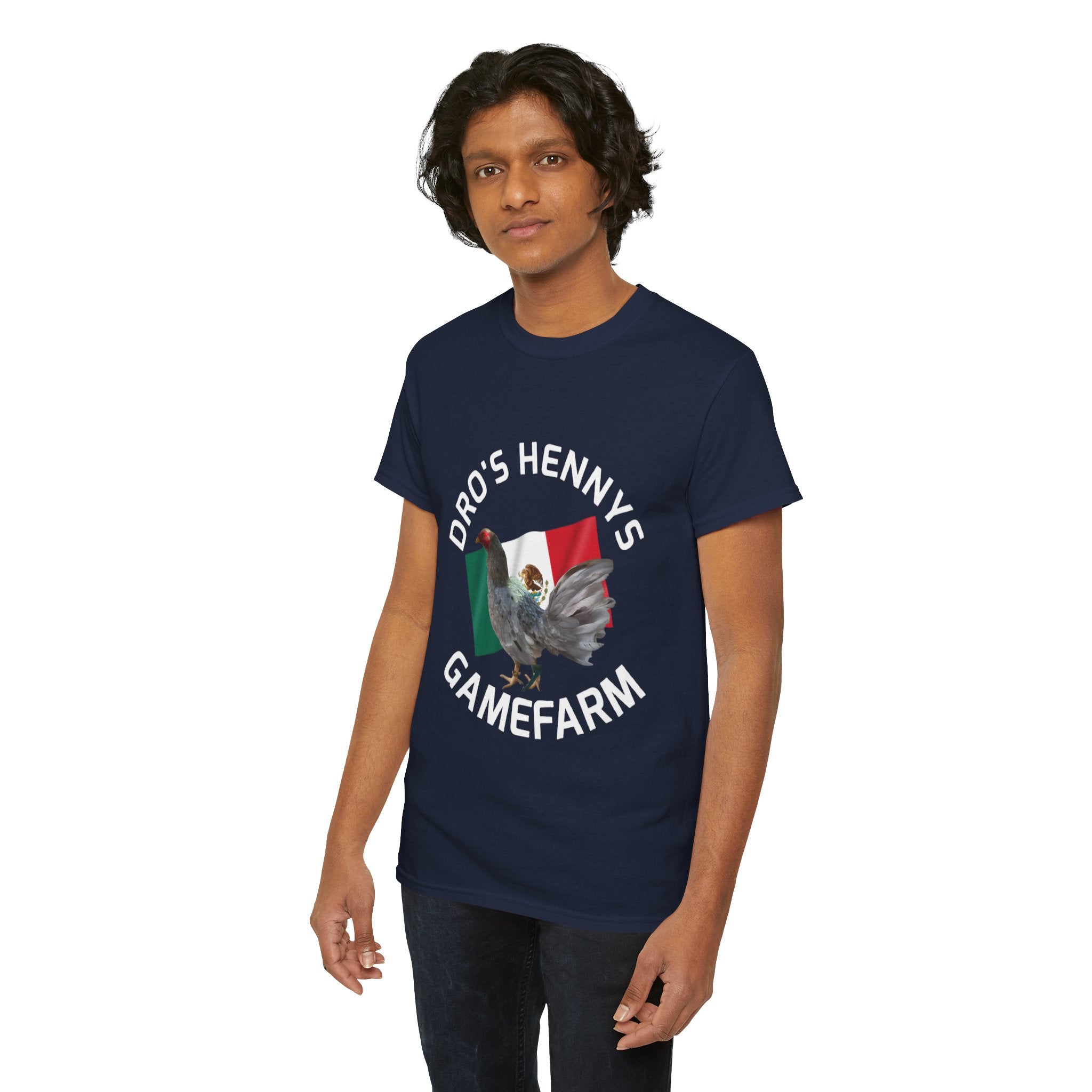 Henny-Gamefowl Tee — "Dro's Henny's Gamefarm" Mexican Flag Rooster Shirt
