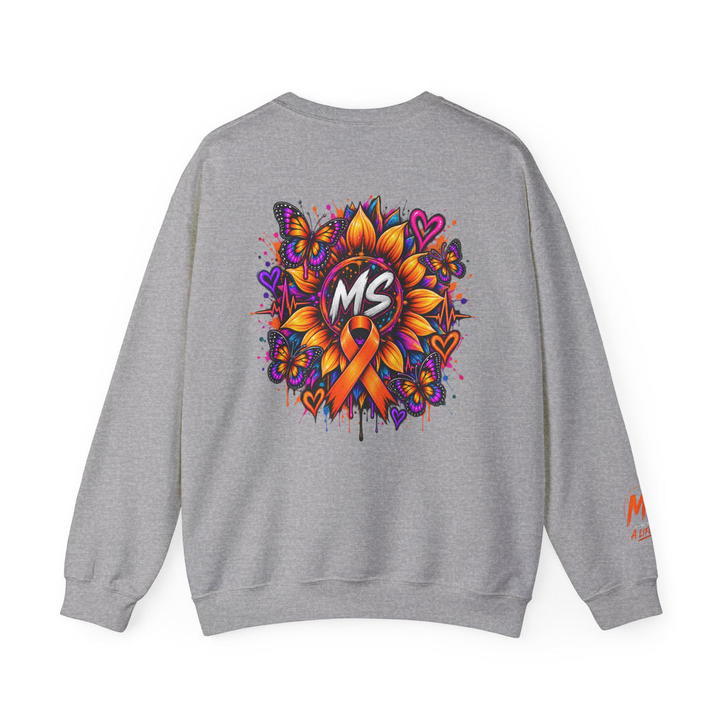 MS- Awareness Crewneck Sweatshirt — "Not All Wounds Are Visible" Orange Ribbon Design
