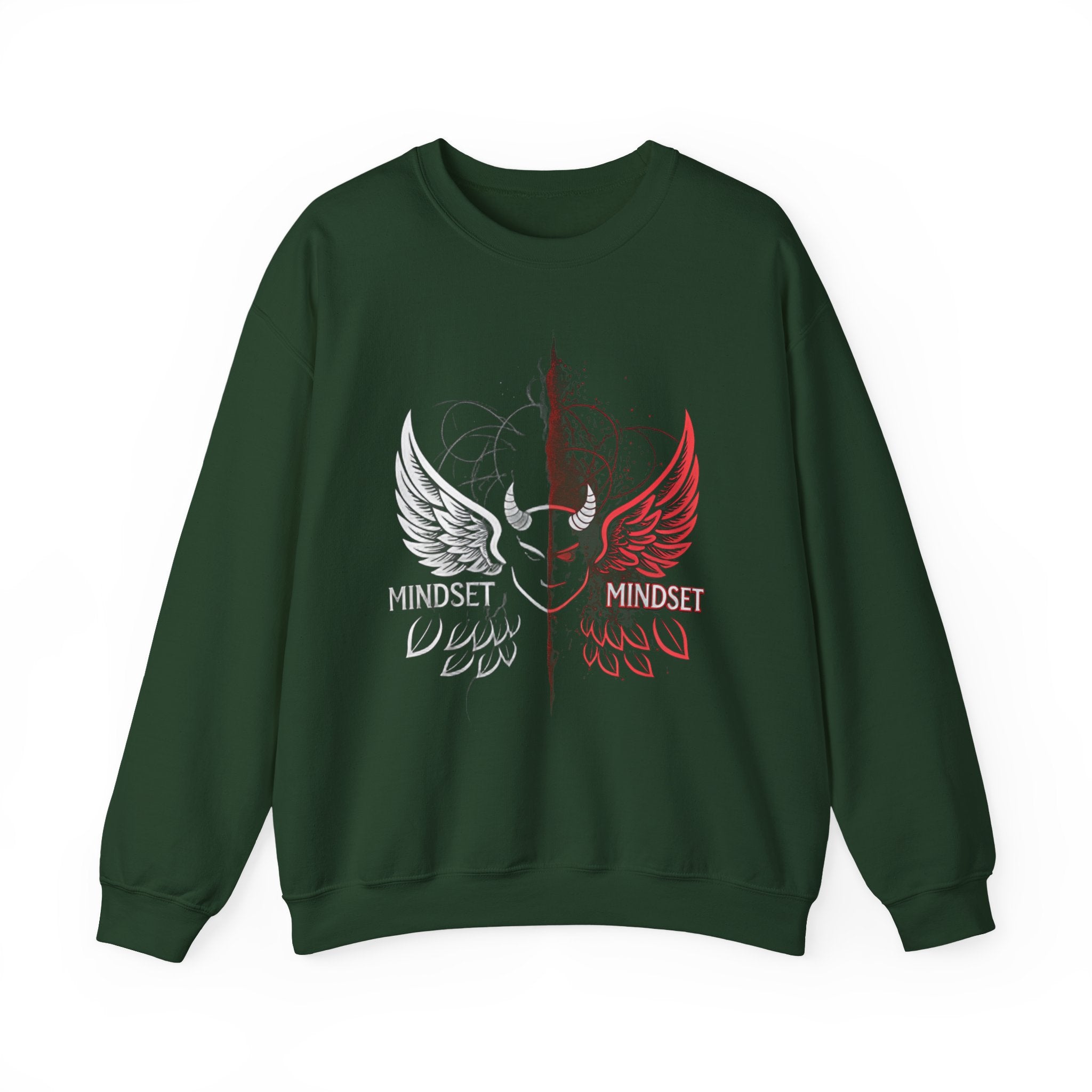 Mindset- Angel Wings Crest Sweatshirt — Split Heart & Wings Graphic Crewneck