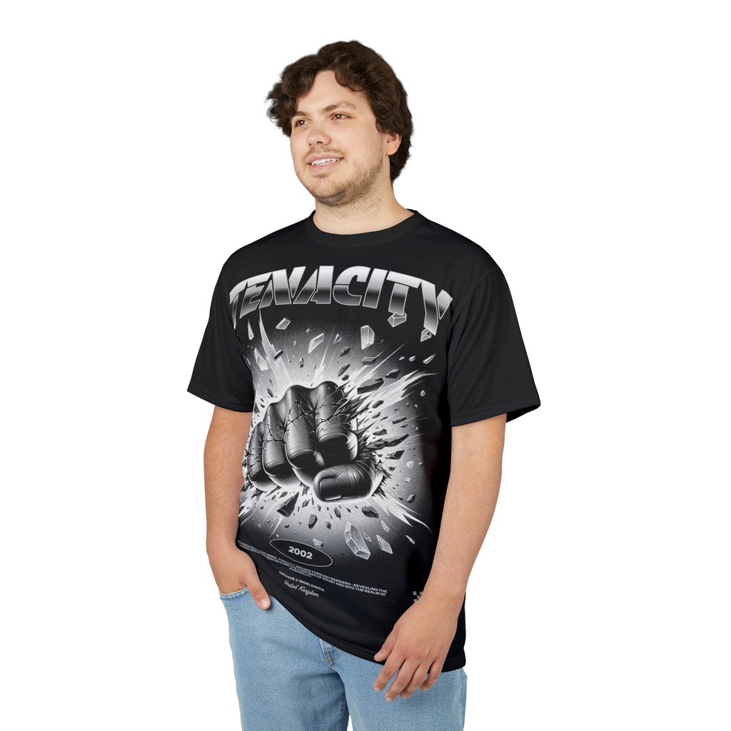 Mindset-Tenacity Fist Graphic Tee — Bold Black Motivational Shirt