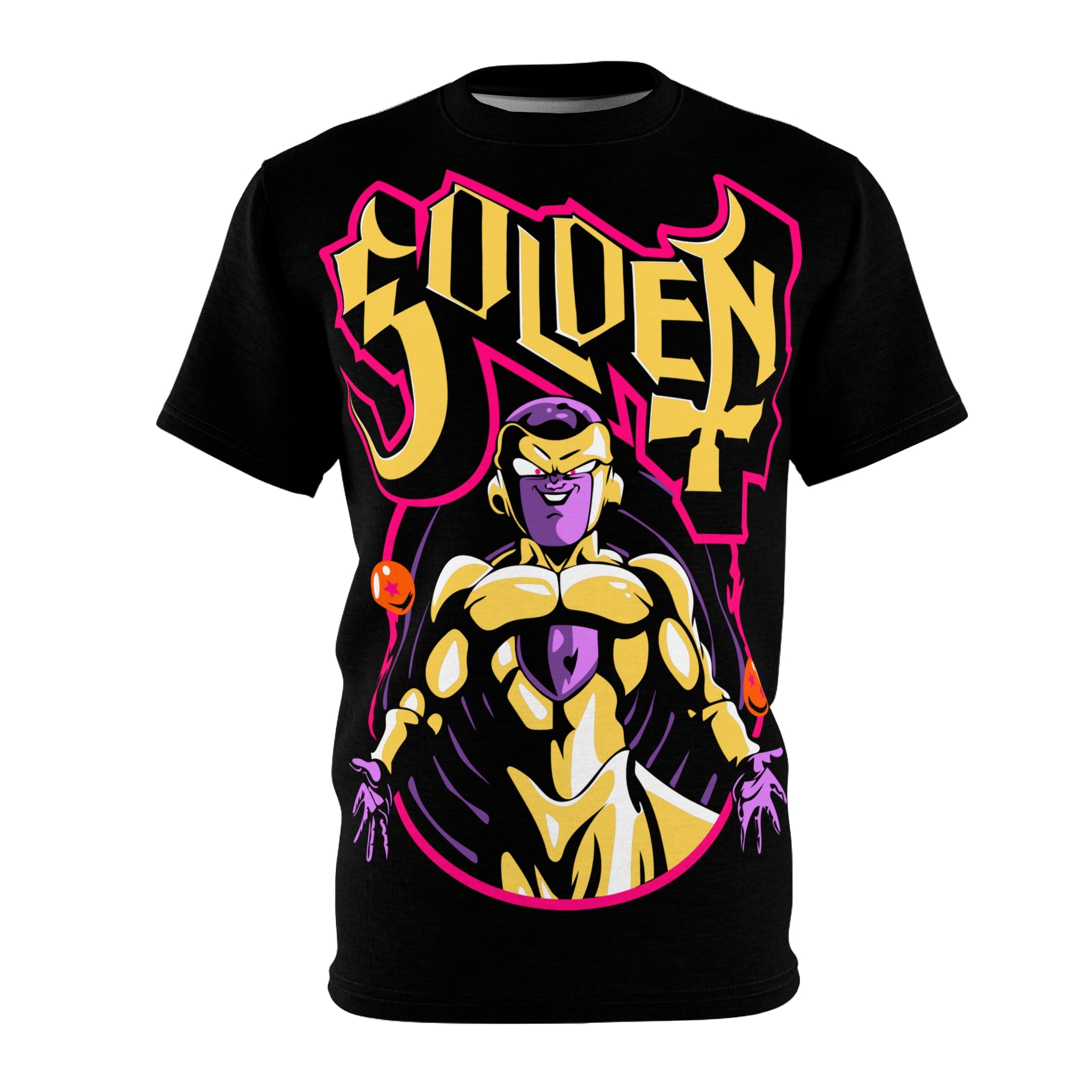 Dragon-Golden Warrior Graphic Tee — Bold Anime Villain All-Over Print