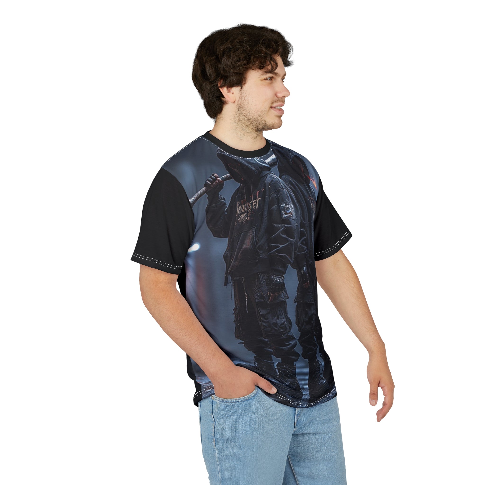 Mindset- Dystopian Streetwear Tee — Twin Hooded Figures All-Over Print