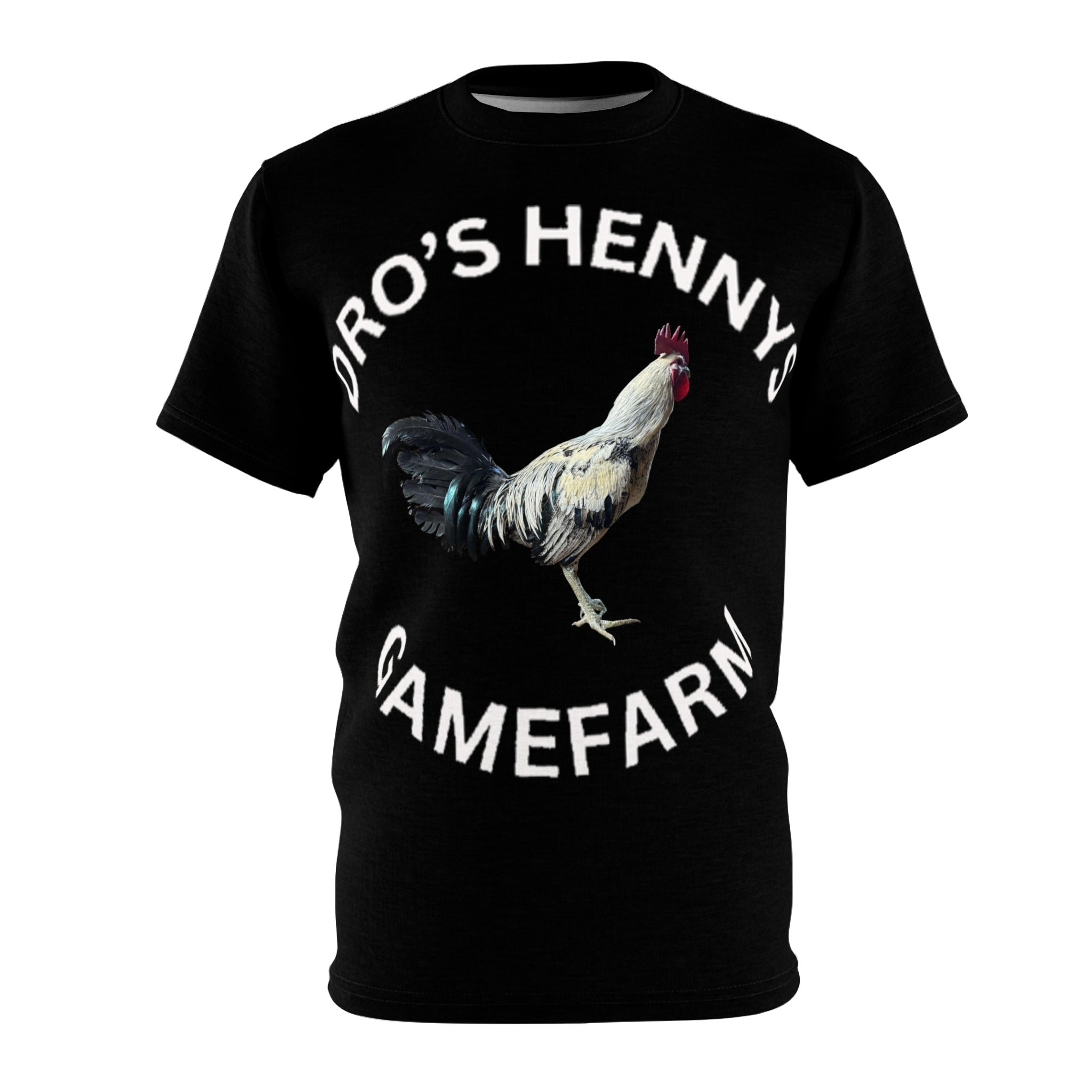 Henny-Gamefarm Rooster T-Shirt — "Dro's Hennys Gamefarm" Rooster Graphic Tee