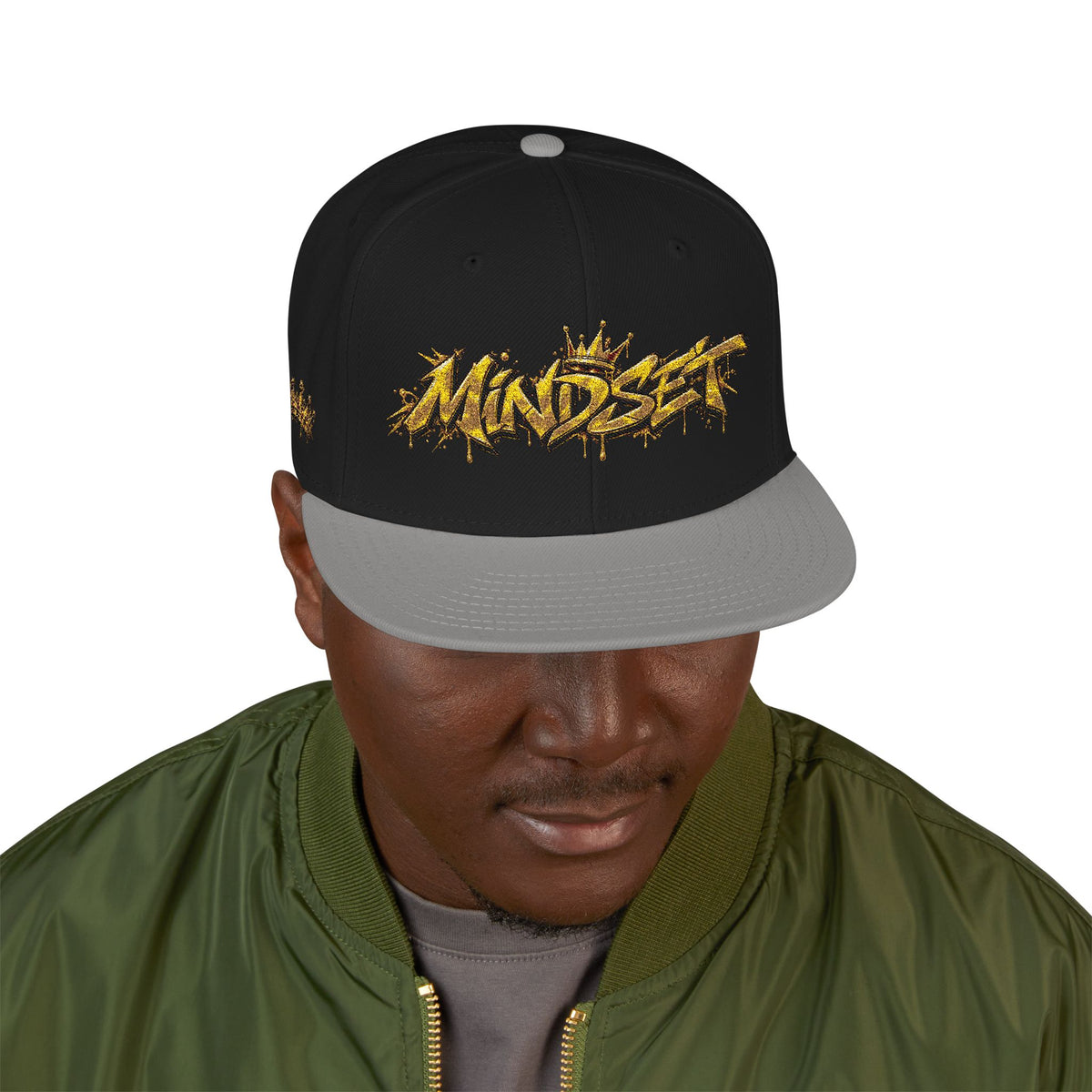 Hat-Embroidered Gold Graffiti Snapback Hat