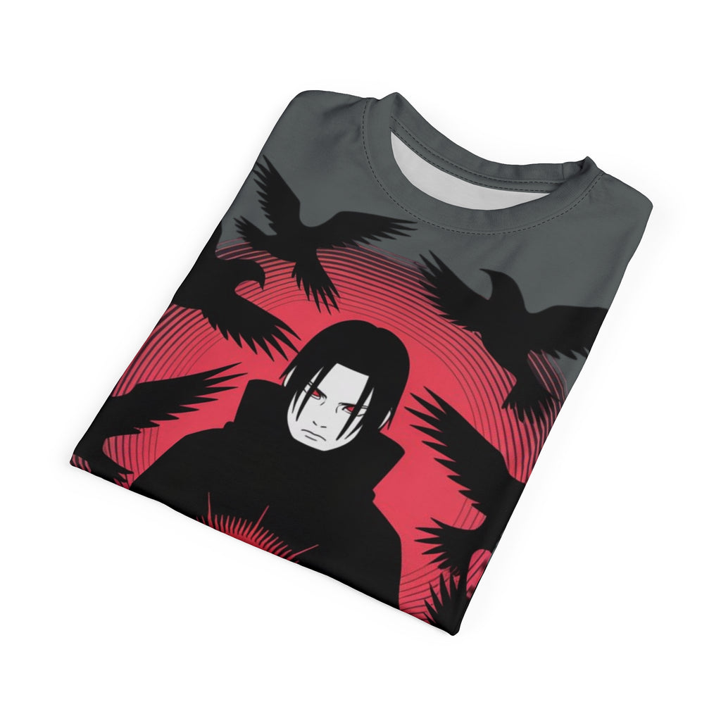 Anime- Itachi Uchiha Tee — Anime Itachi Shirt with Crow & Sharingan Design