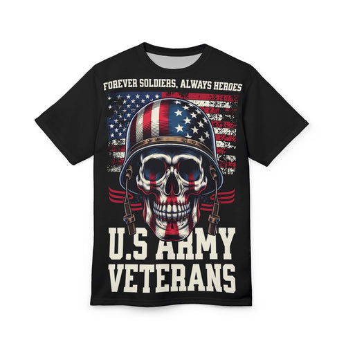 America-U.S. Army Veterans Skull Tee — "Forever Soldiers, Always Heroes" Patriotic T-Shirt