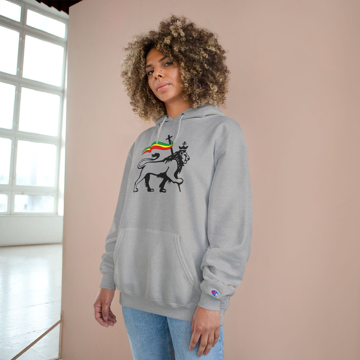 Variety-Rastafarian Lion Hoodie — Lion of Judah Design with Rasta Flag & YHWH Back Print