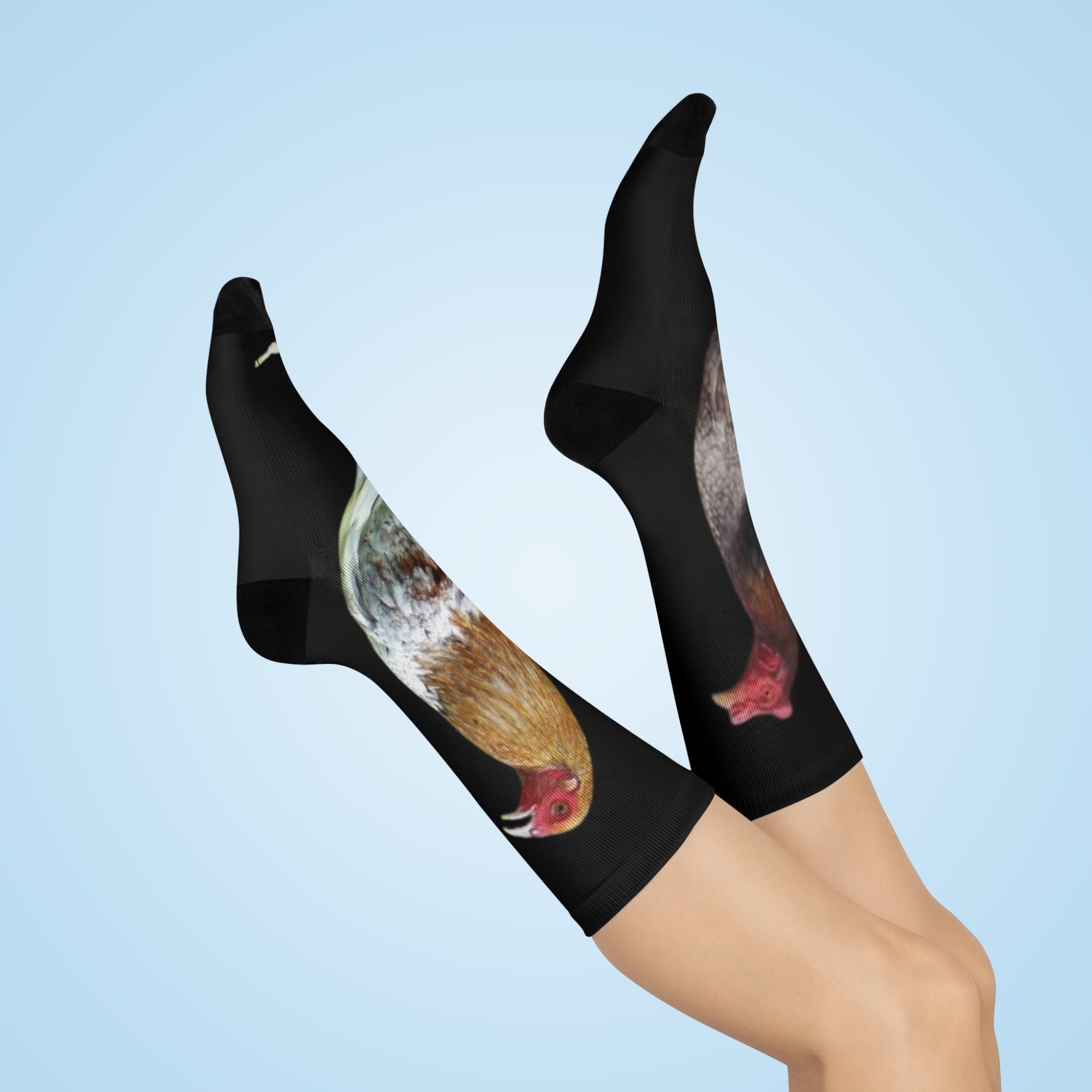 Henny-Rooster Print Cushioned Crew Socks — Gamefarm Hen Design