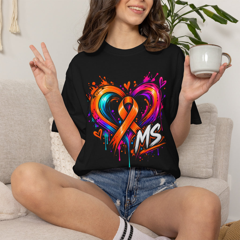 MS- Awareness Heart Ribbon T-Shirt — “Not All Wounds Are Visible” Neuropathy Support Tee