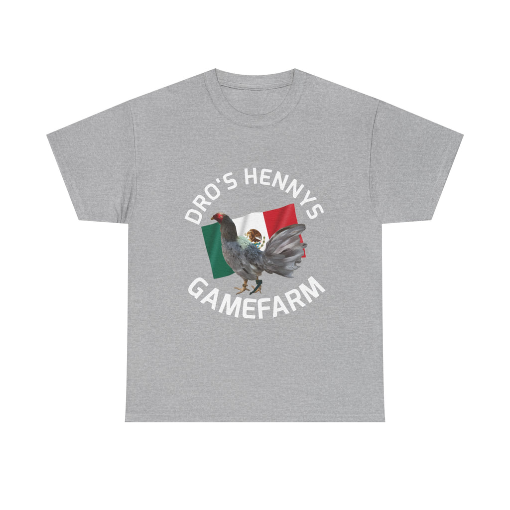Henny-Gamefowl Tee — "Dro's Henny's Gamefarm" Mexican Flag Rooster Shirt