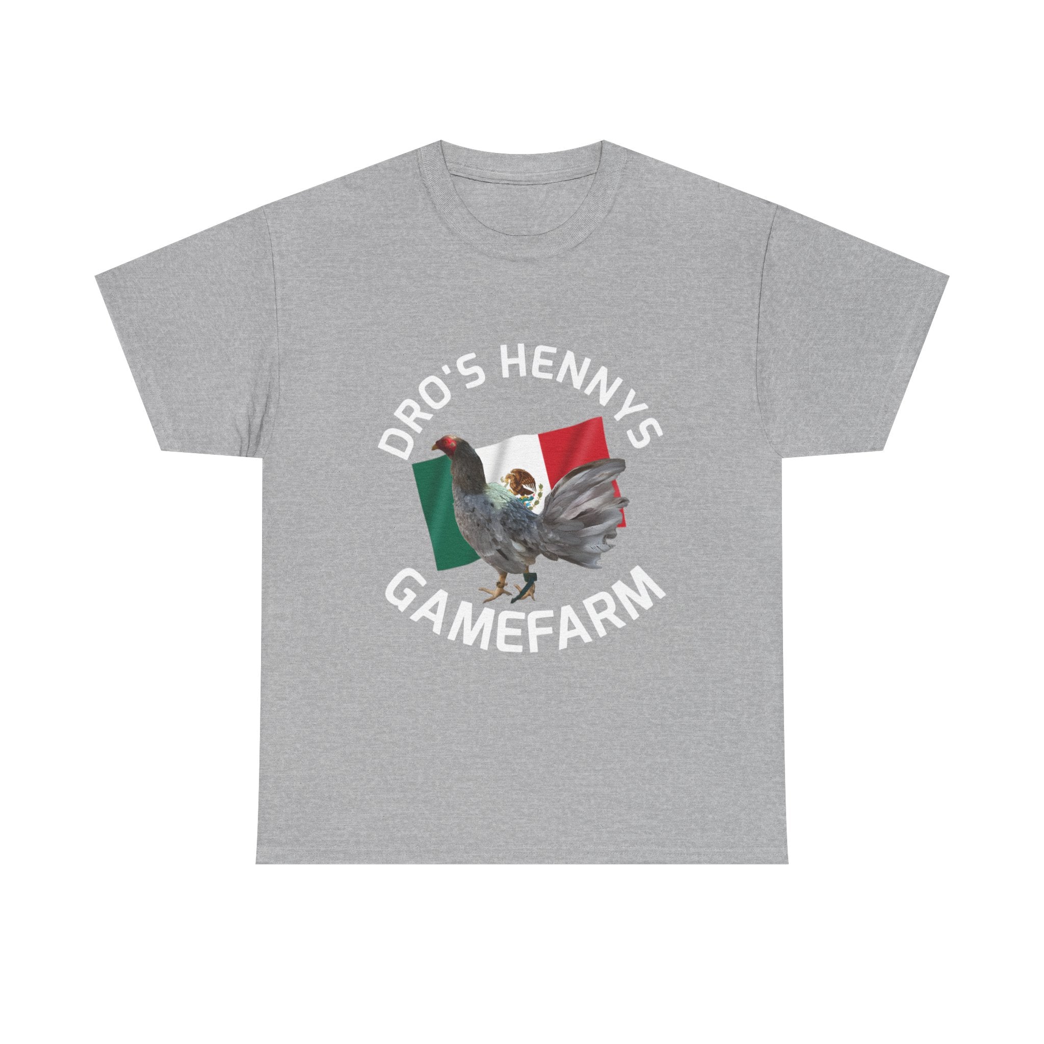 Henny-Gamefowl Tee — "Dro's Henny's Gamefarm" Mexican Flag Rooster Shirt