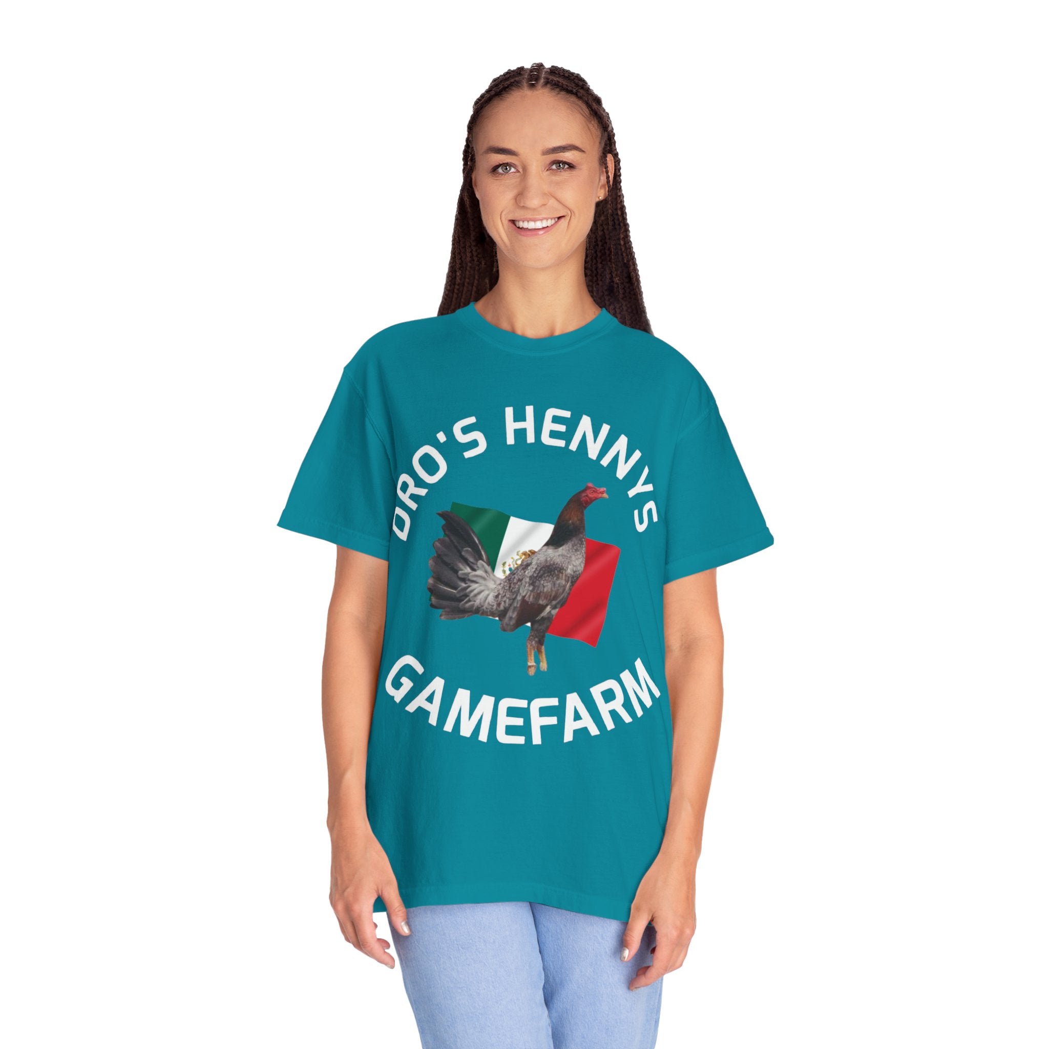 Henny- Gamefarm Rooster T-Shirt — "Dro's Henny's Gamefarm" Poultry Farm Tee