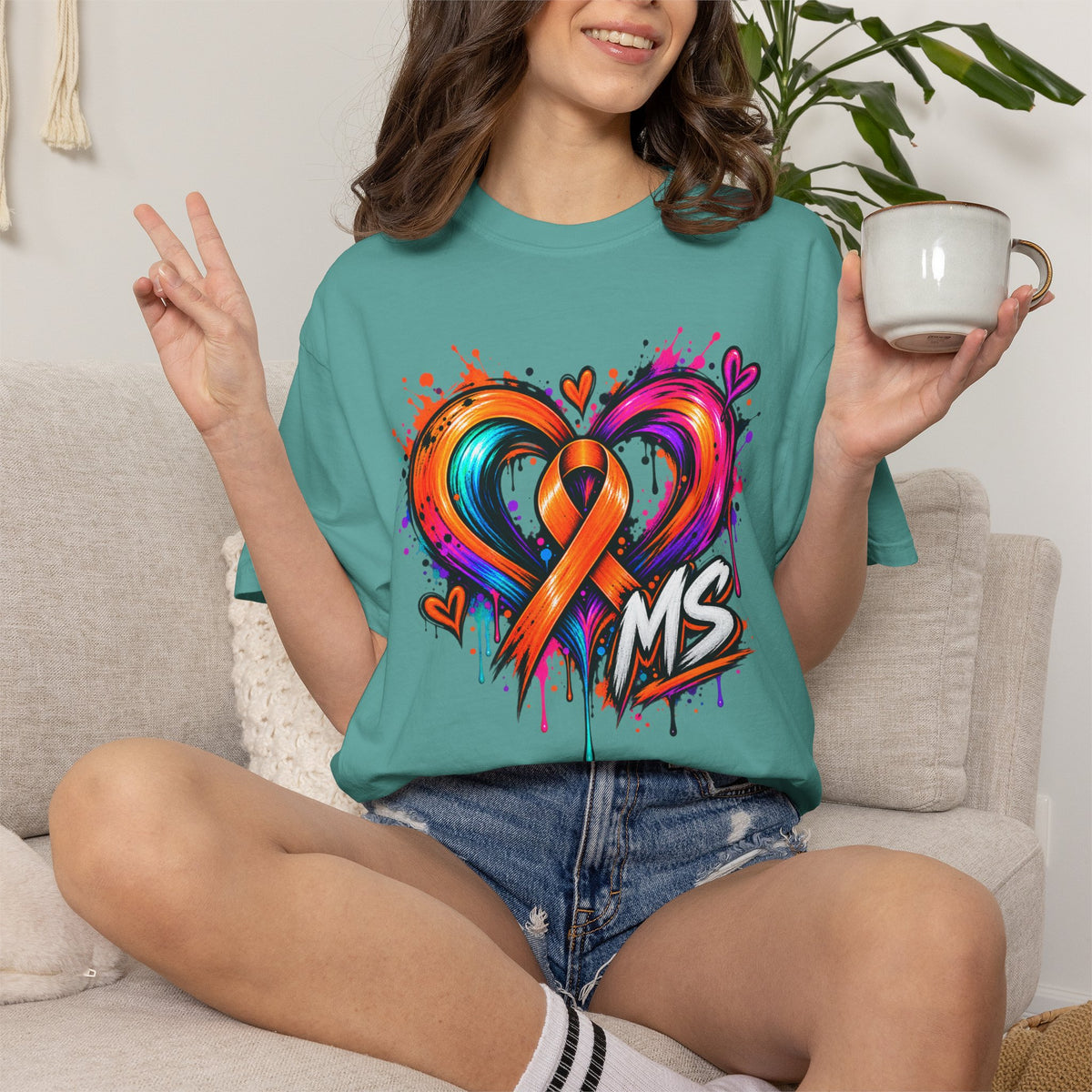 MS- Awareness Heart Ribbon T-Shirt — “Not All Wounds Are Visible” Neuropathy Support Tee