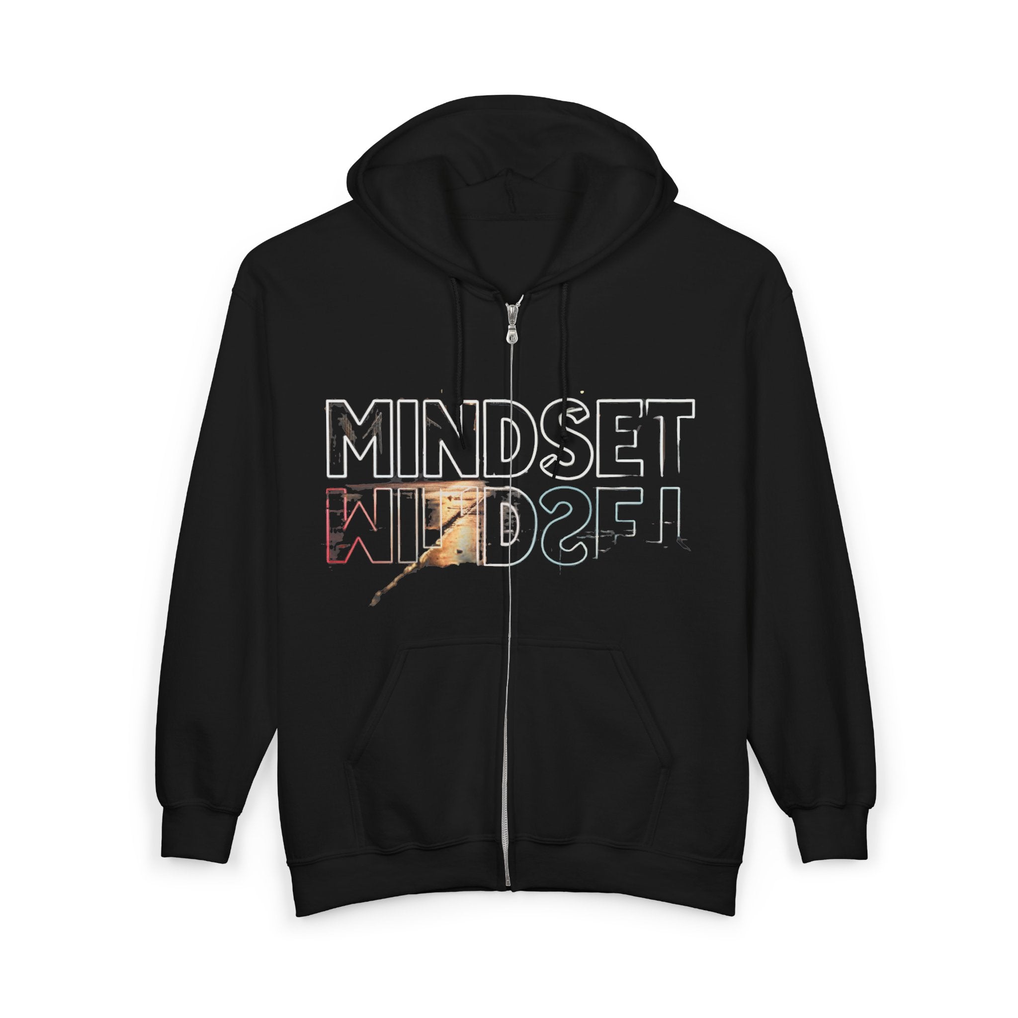 Zip- Mindset Reflection Zip Hoodie — 'MINDSET' Mirrored Statue Graphic