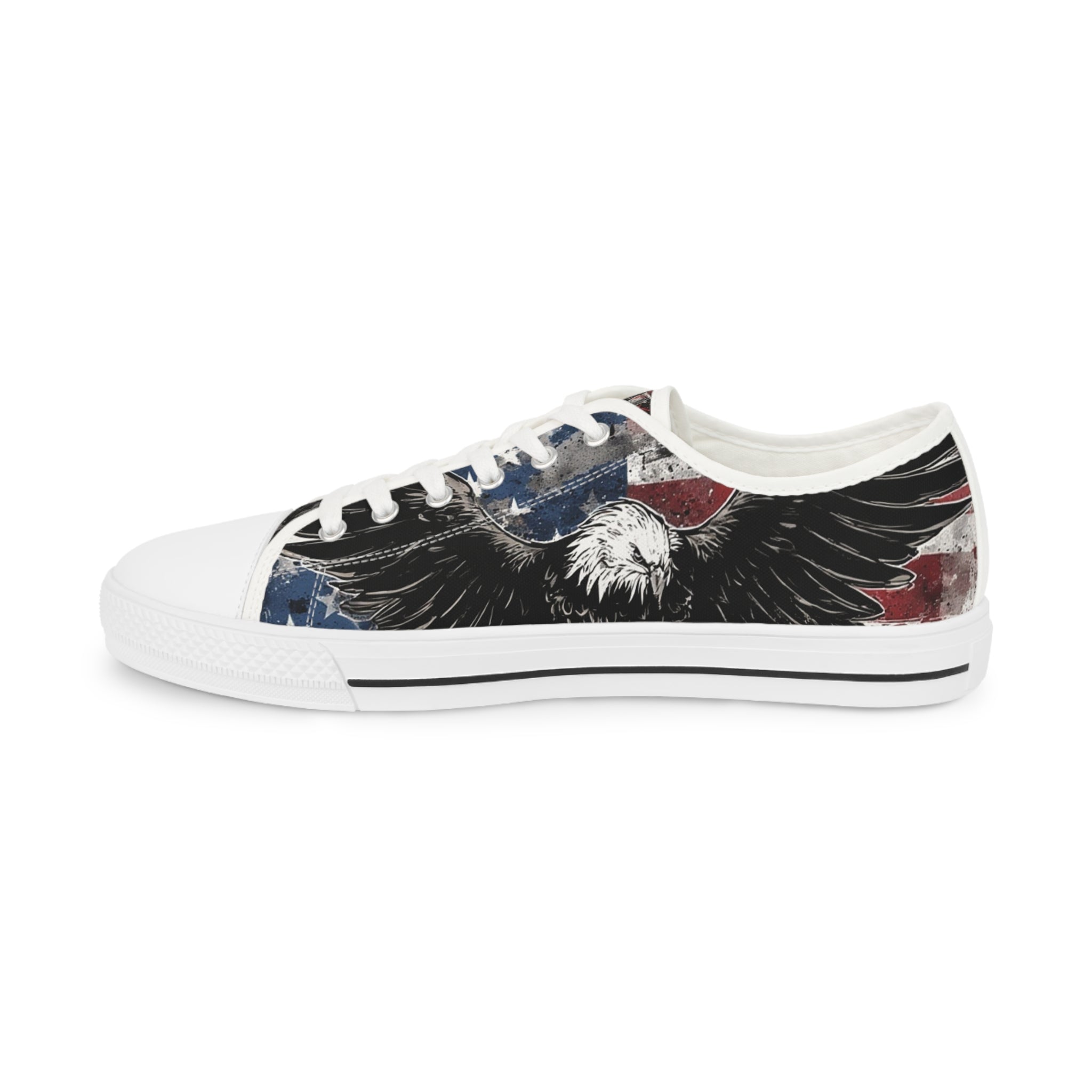 Mindset-Patriotic Eagle Low Top Sneakers — American Flag Graphic Men’s Shoes