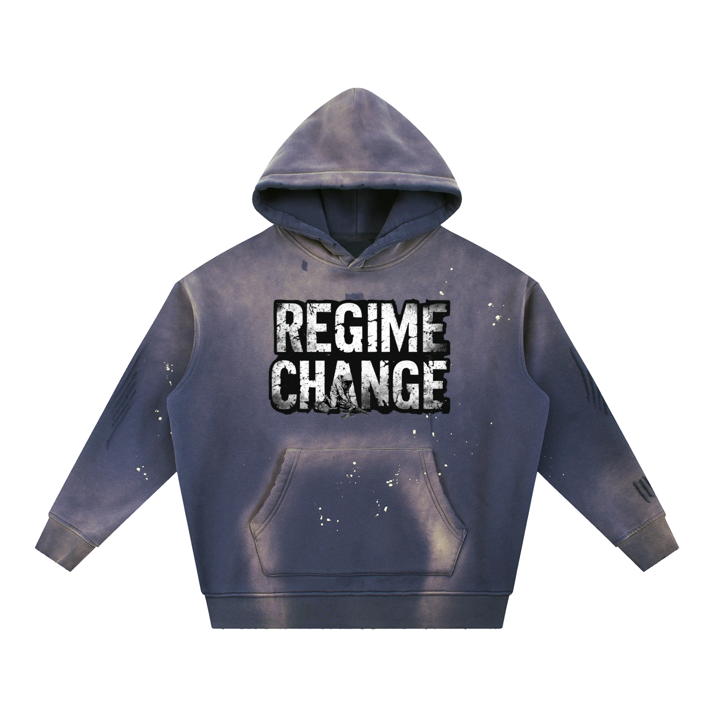 Vintage Washed Frayed Fleece Hoodie