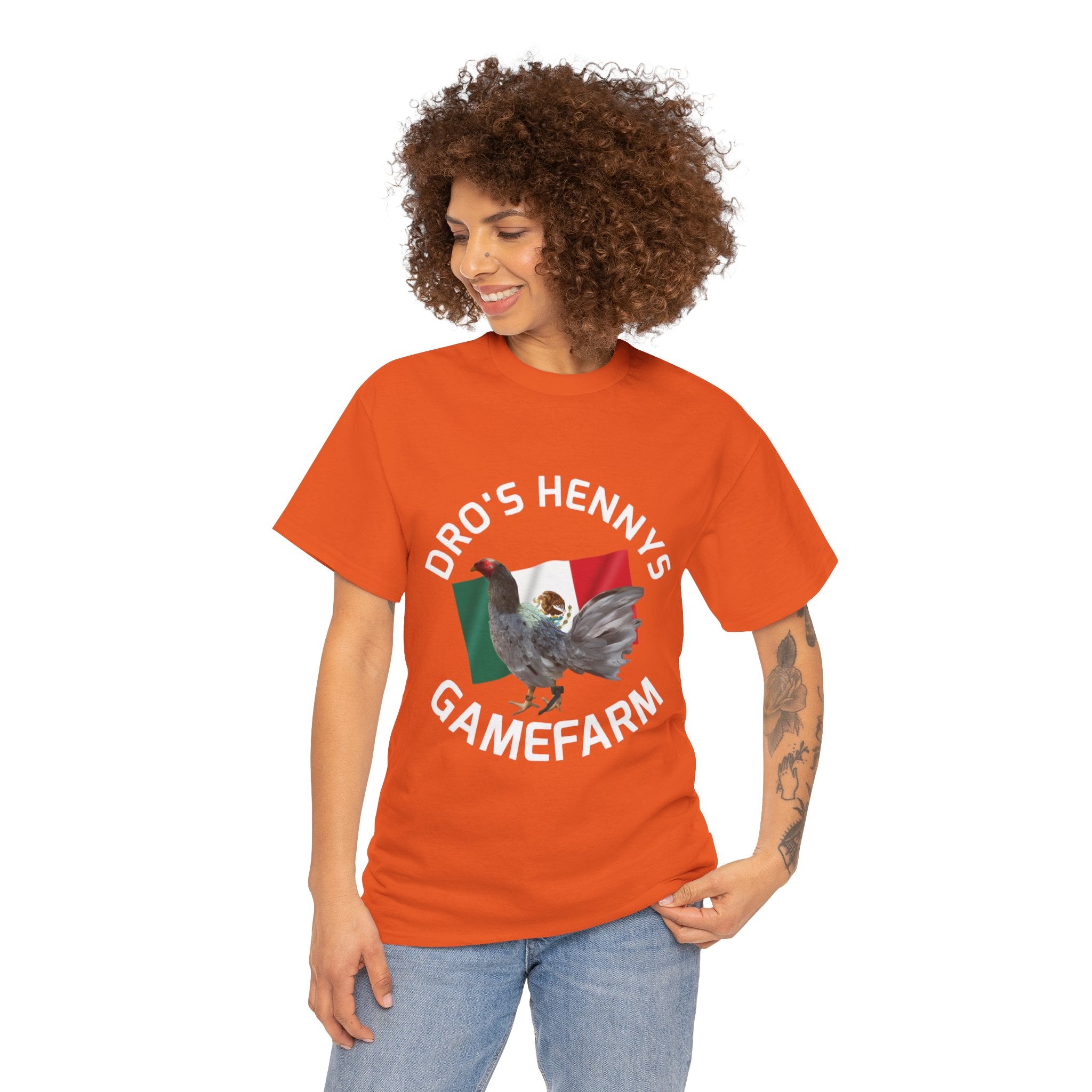 Henny-Gamefowl Tee — "Dro's Henny's Gamefarm" Mexican Flag Rooster Shirt