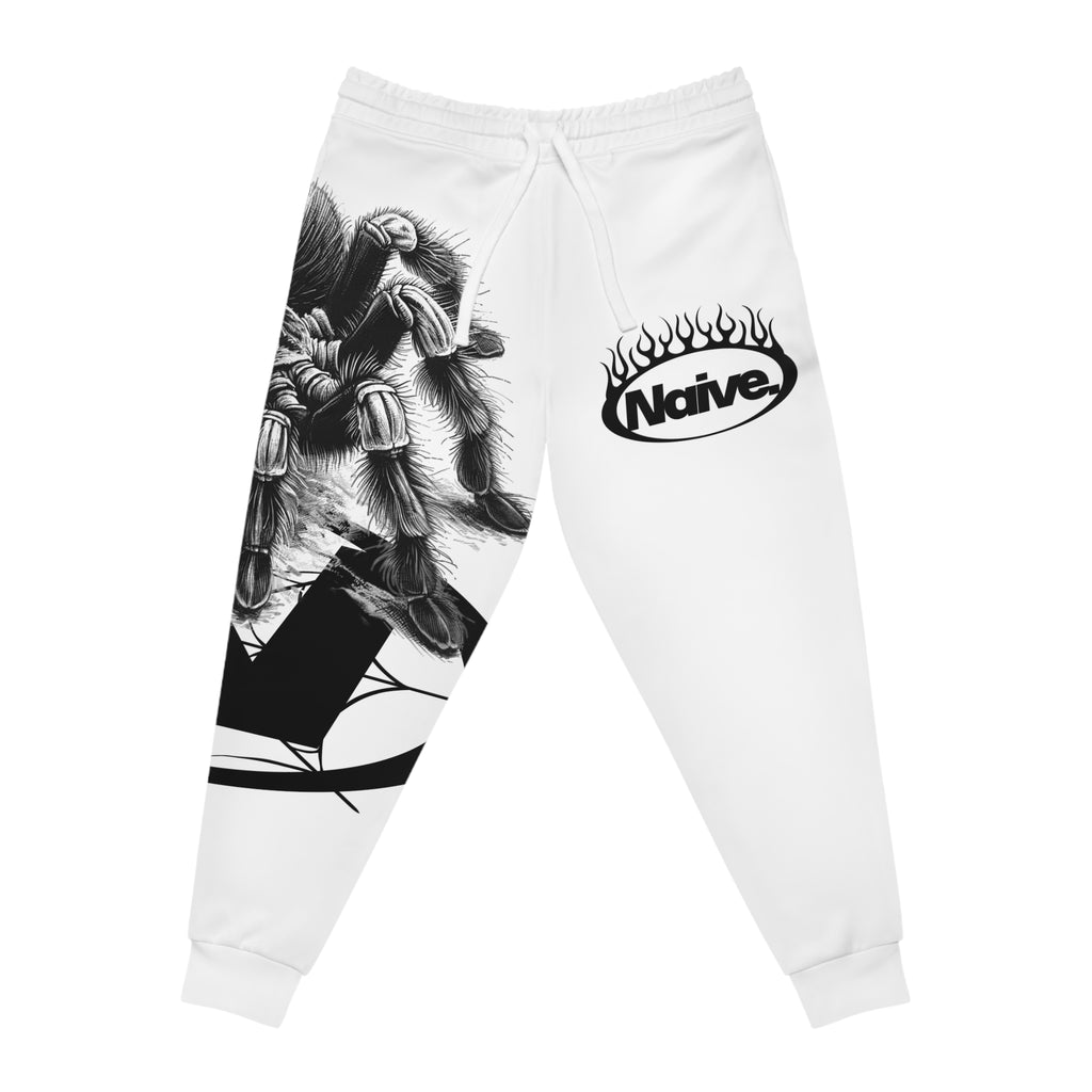Joggers-Spider Graphic Joggers — 'Naive' Flame Logo Athletic Sweatpants