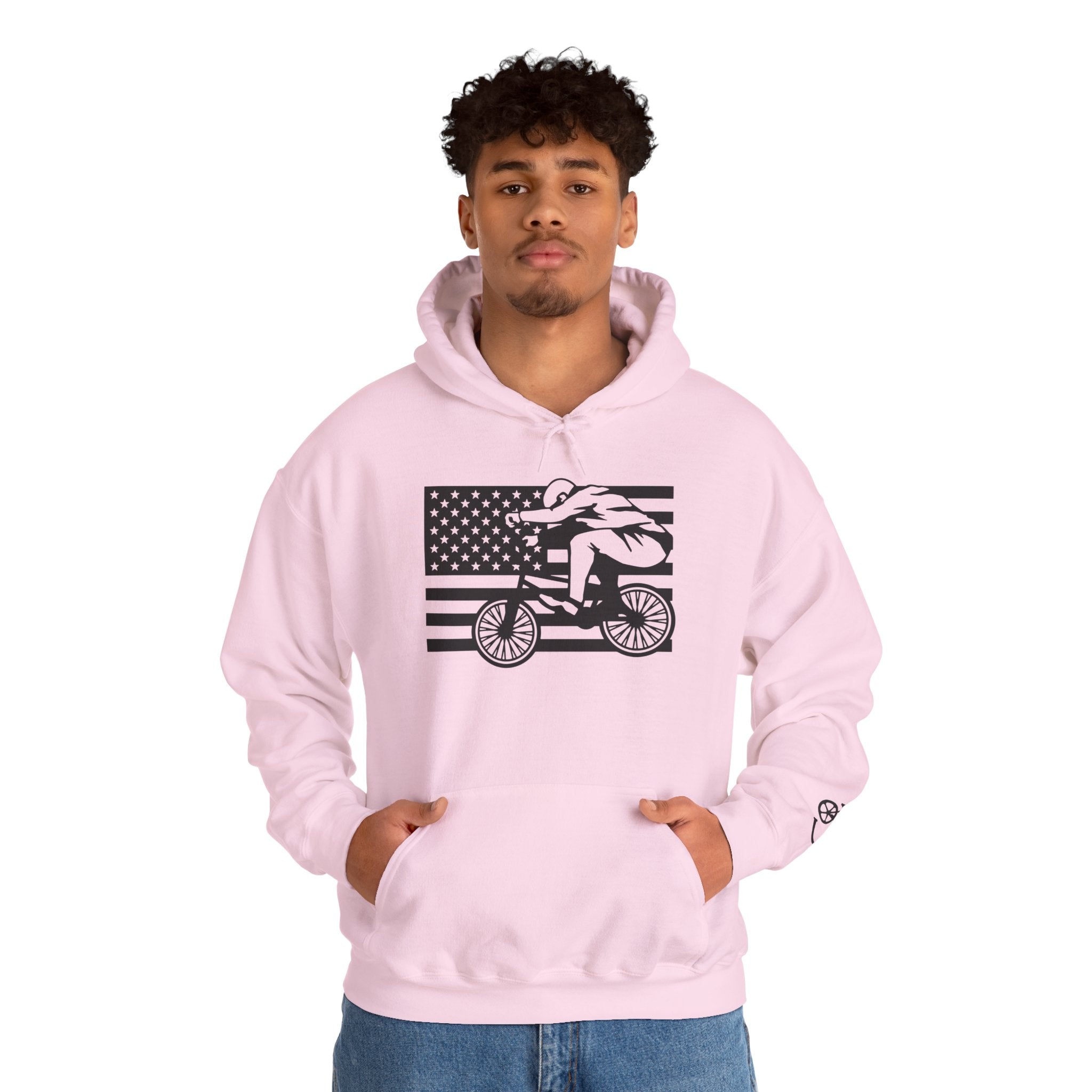 Rad-Biker American Flag Hoodie — 'Is My Bike Okay?' Graphic Hooded Sweatshirt