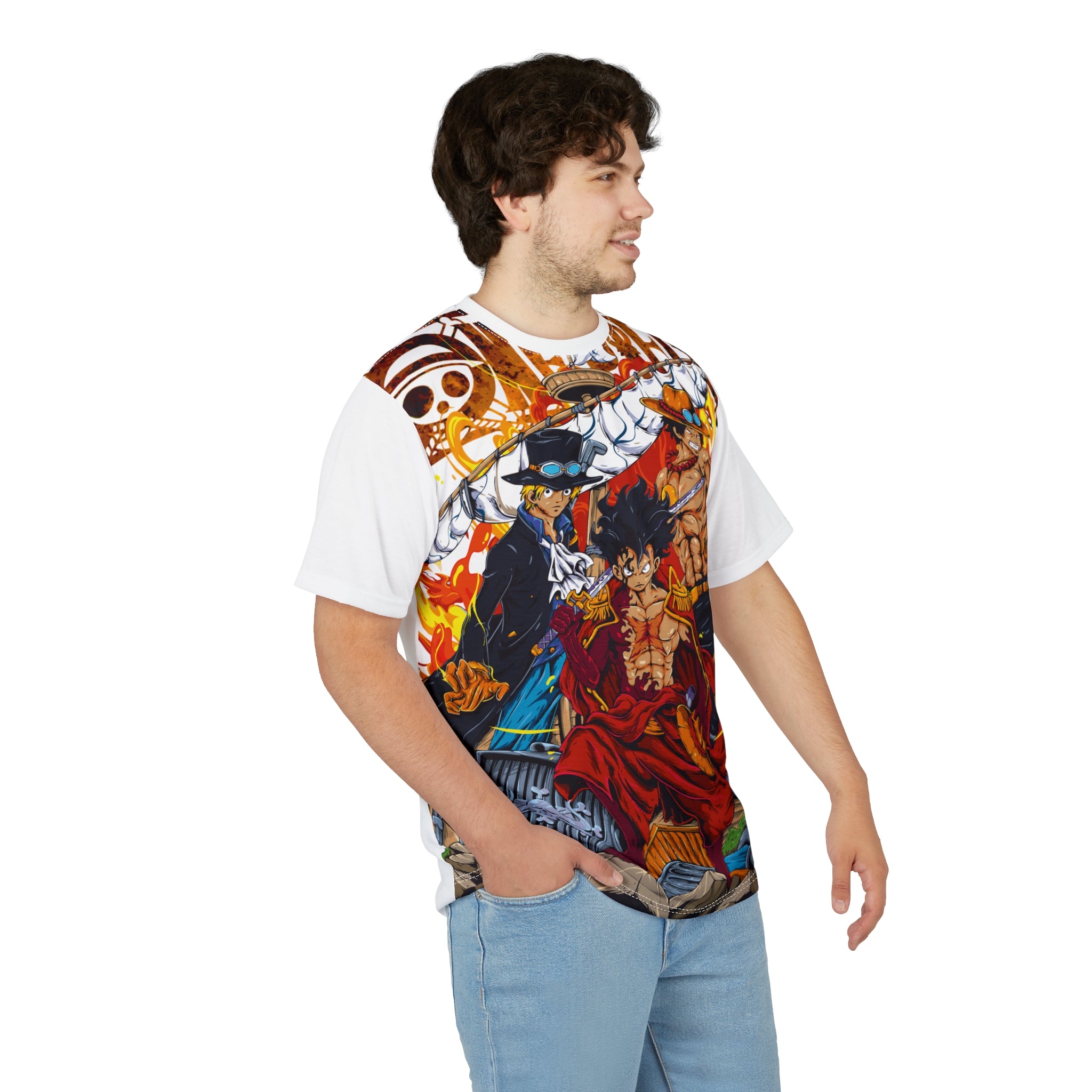 Anime- Pirate Crew All-Over Print Tee — One Piece Luffy, Ace & Sabo Graphic Shirt