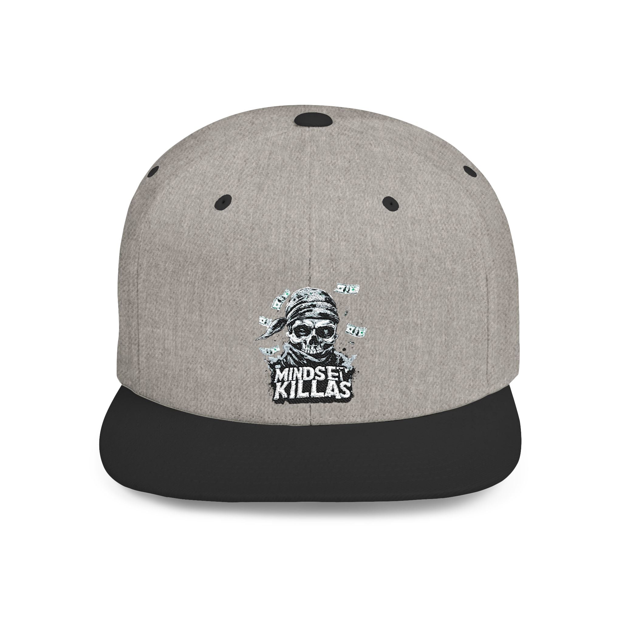 Mindset-Snapback Hat — "Kille" Skull Graphic Flat Bill Cap
