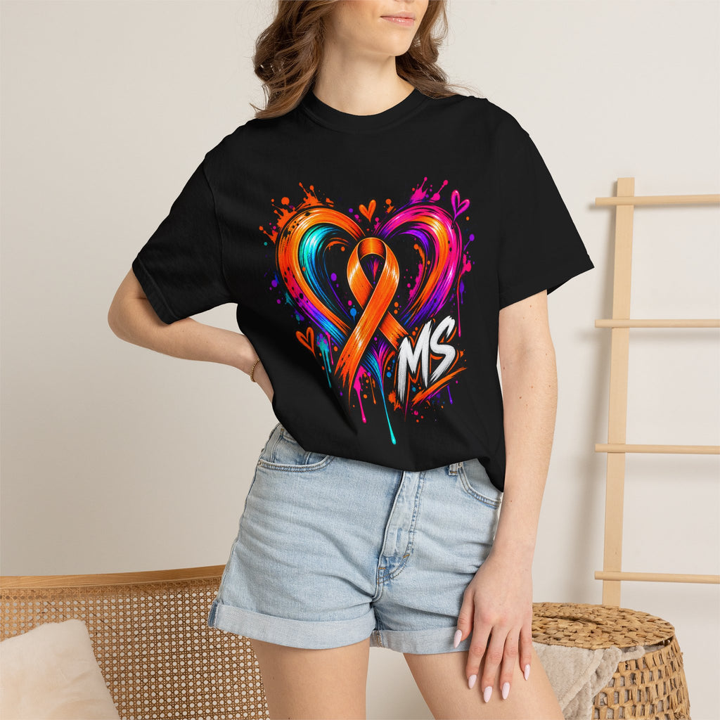 MS- Awareness Heart Ribbon T-Shirt — “Not All Wounds Are Visible” Neuropathy Support Tee