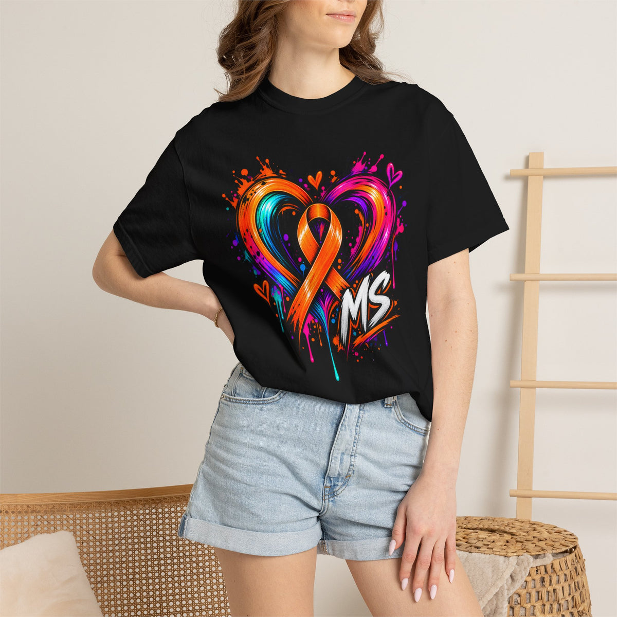 MS- Awareness Heart Ribbon T-Shirt — “Not All Wounds Are Visible” Neuropathy Support Tee