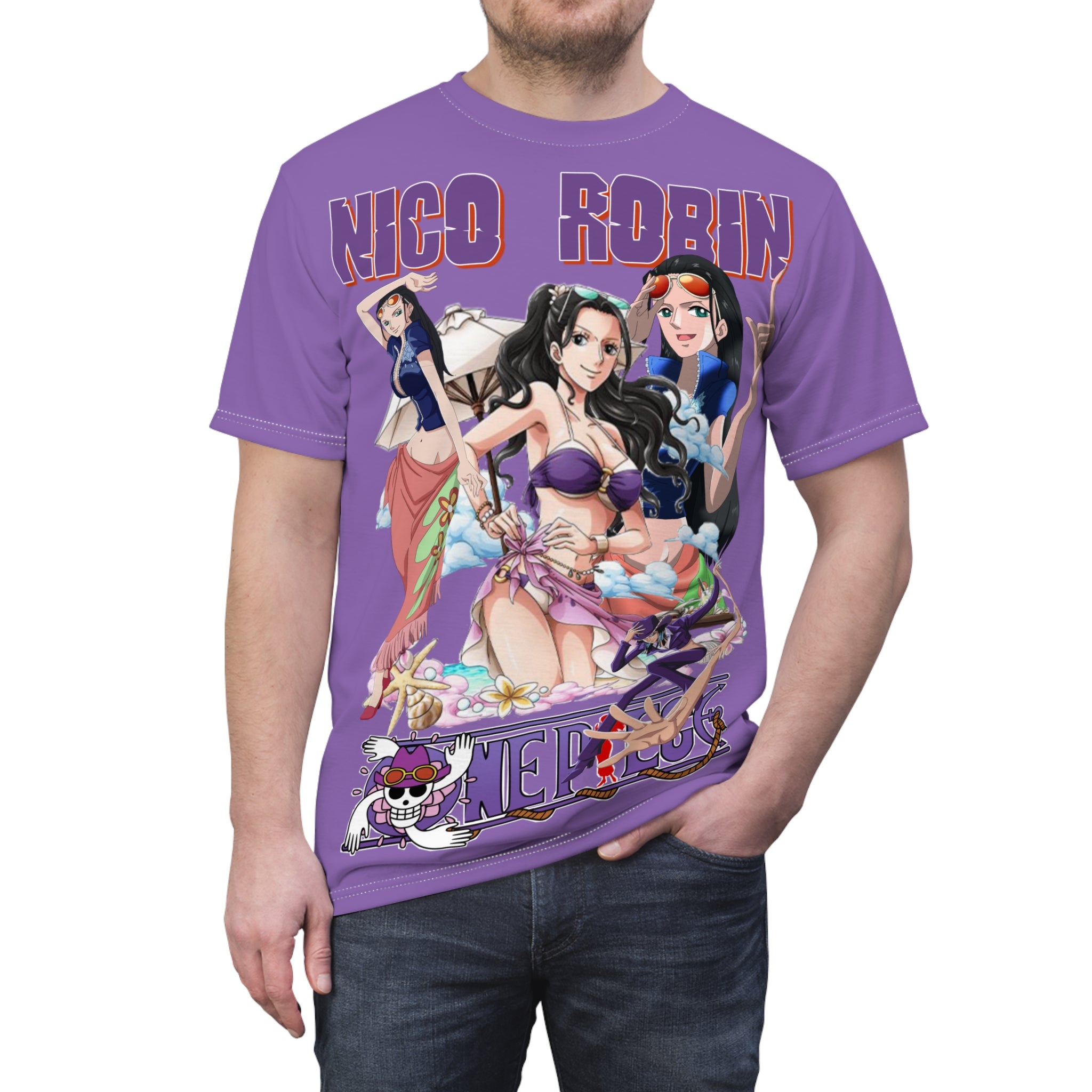 Anime- Beach Tee — All-Over Print Purple T-Shirt