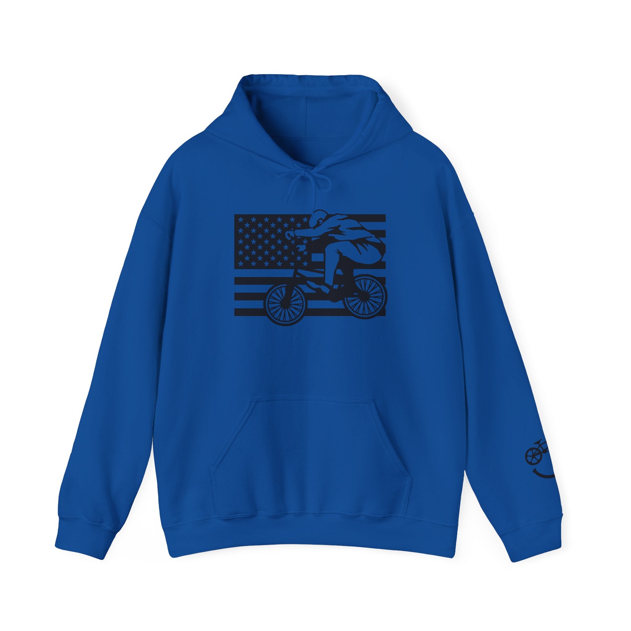 Rad-Biker American Flag Hoodie — 'Is My Bike Okay?' Graphic Hooded Sweatshirt