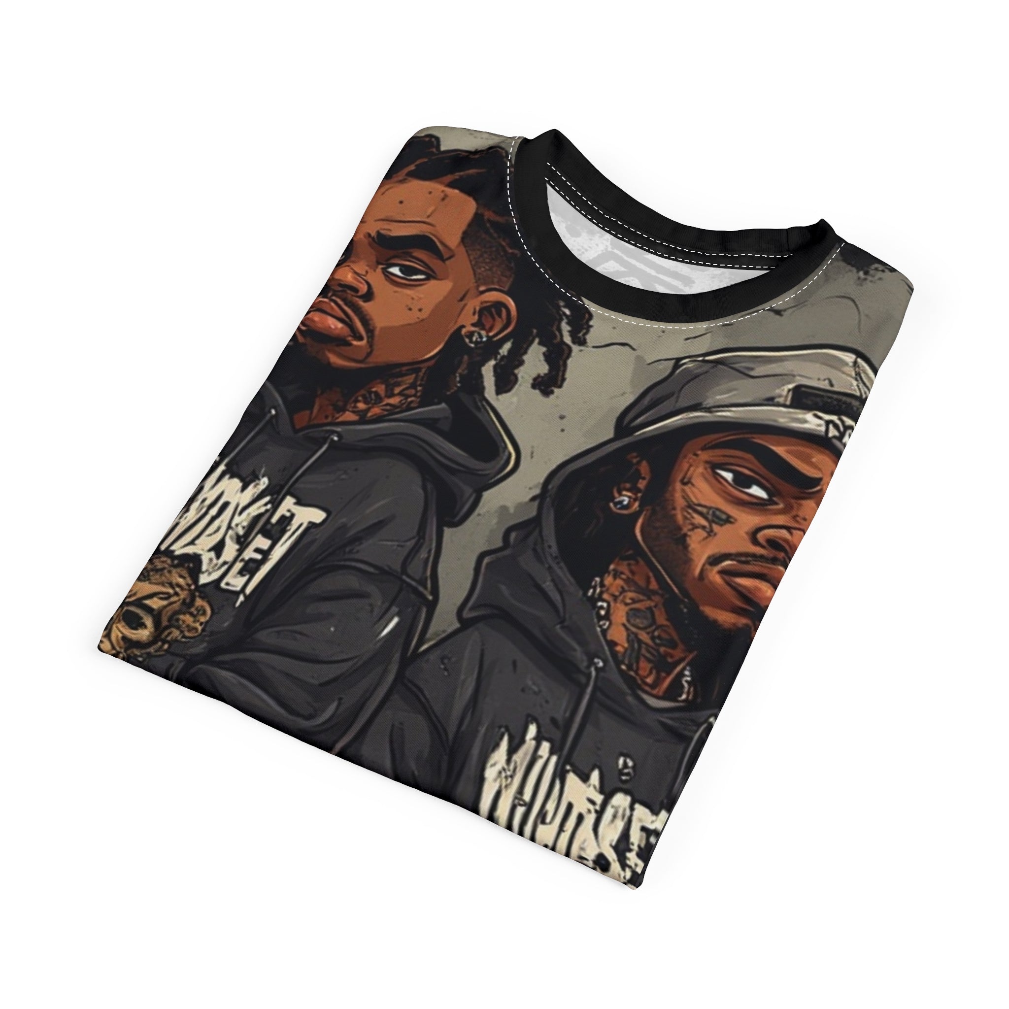 Mindset- Hip-Hop Duo Graphic Tee — Streetwear Cartoon Rappers All-Over Print