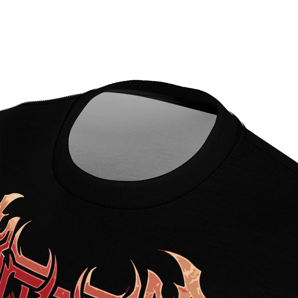 Rock-Death Metal Monster Graphic Tee — 'Whispered' All-Over Print Band Shirt