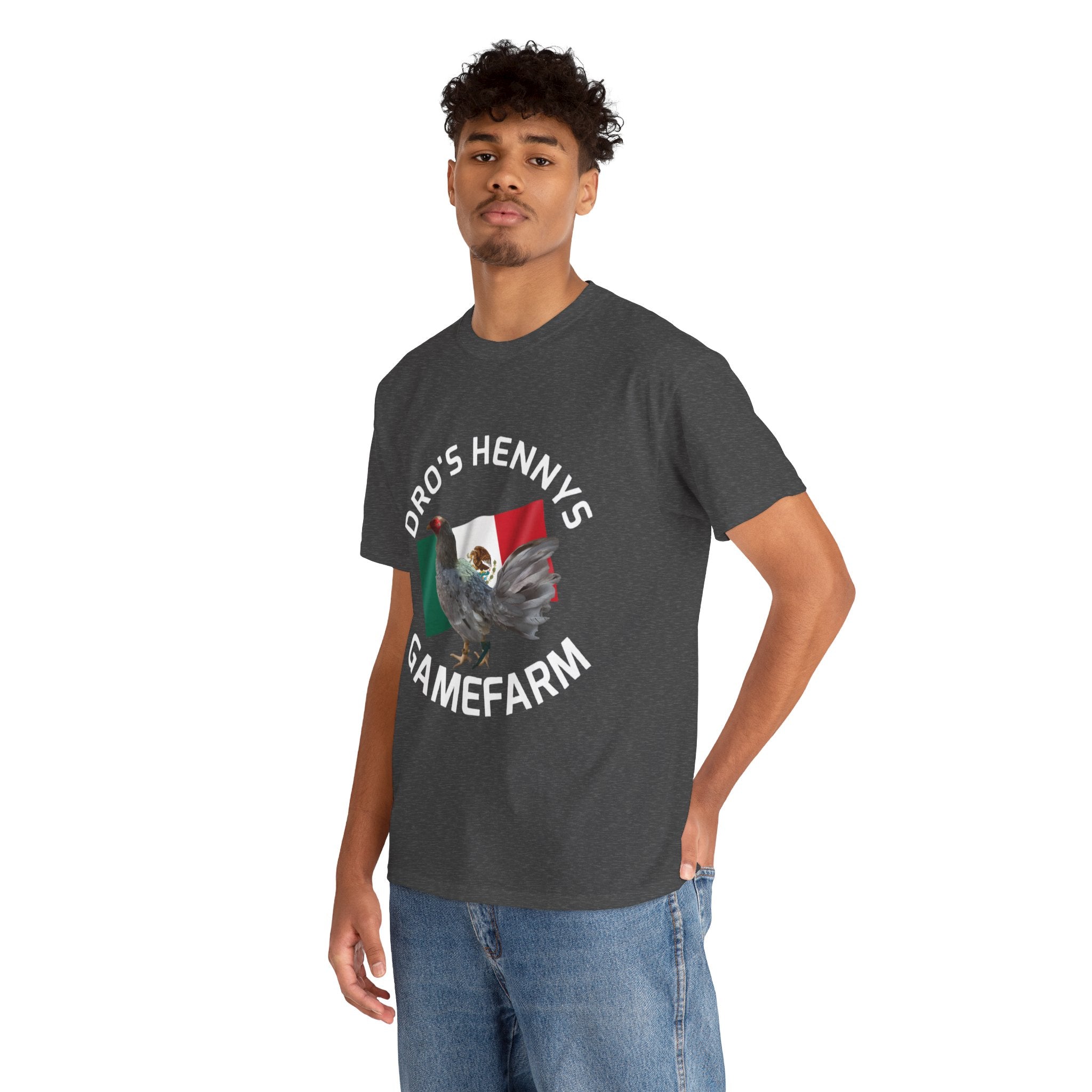 Henny-Gamefowl Tee — "Dro's Henny's Gamefarm" Mexican Flag Rooster Shirt