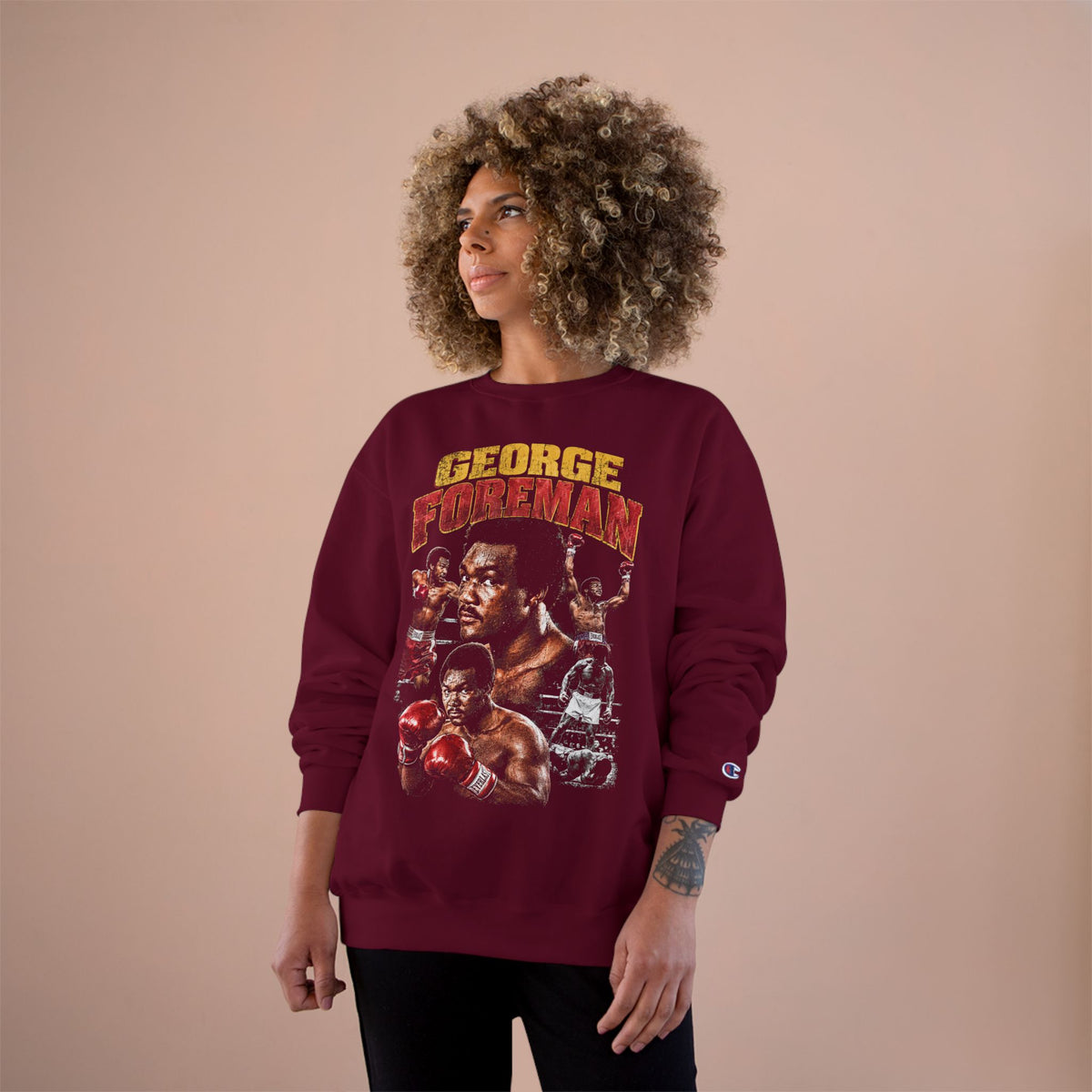 Retro Champion Tribute- Boxing Sweatshirt — Vintage Fighter Graphic Crewneck