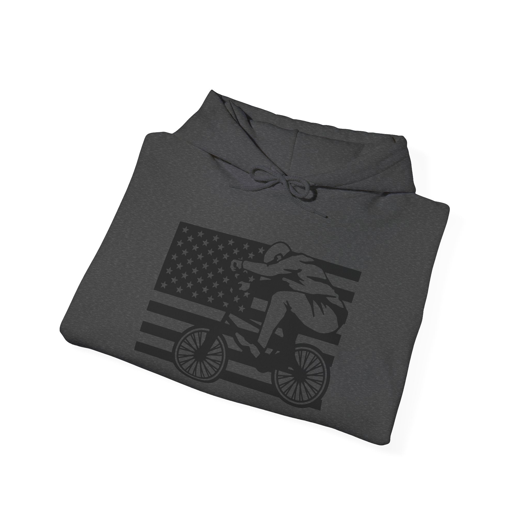 Rad-Biker American Flag Hoodie — 'Is My Bike Okay?' Graphic Hooded Sweatshirt