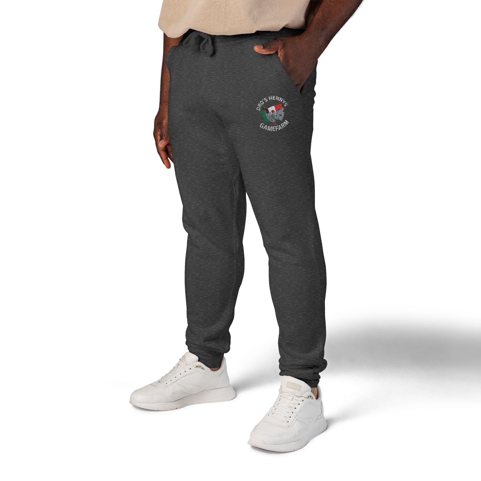 Henny- Embroidered Floral Heart Sweatpants — Cozy Fleece Joggers with 'Love' Detail