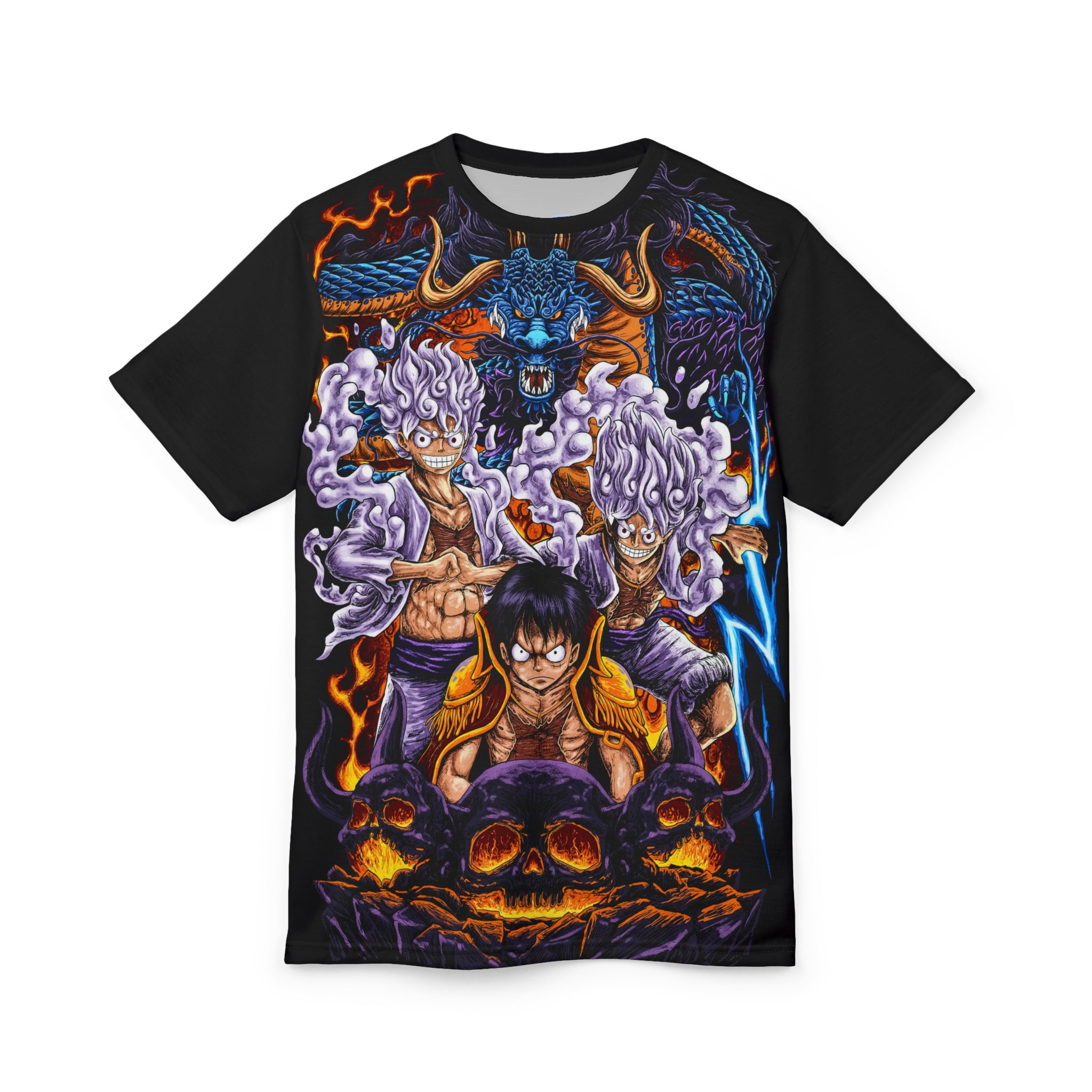 Anime- Pirate Crew Graphic Tee — Luffy & Crew Skull Fantasy T-Shirt