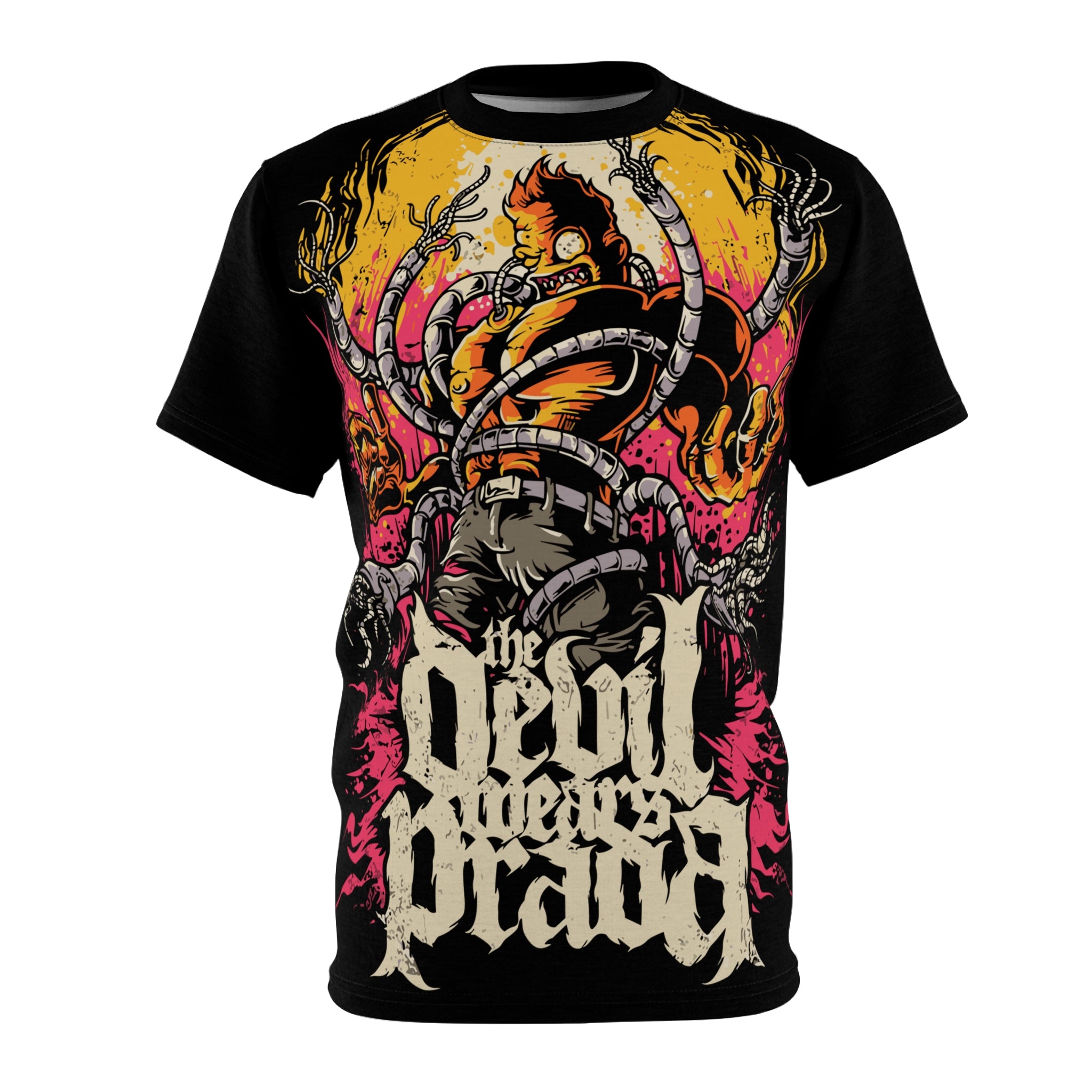Metal- With a Prada Graphic Tee — Bold All-Over Print Band Shirt