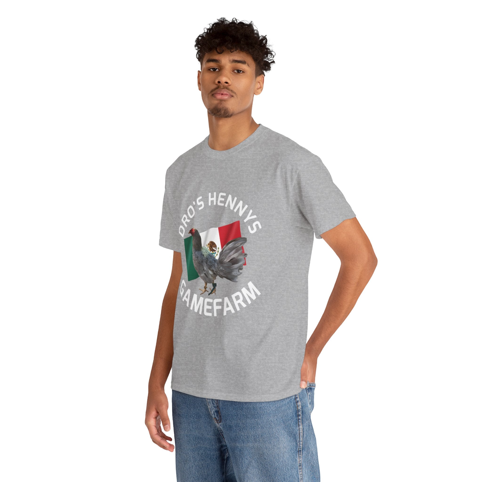 Henny-Gamefowl Tee — "Dro's Henny's Gamefarm" Mexican Flag Rooster Shirt